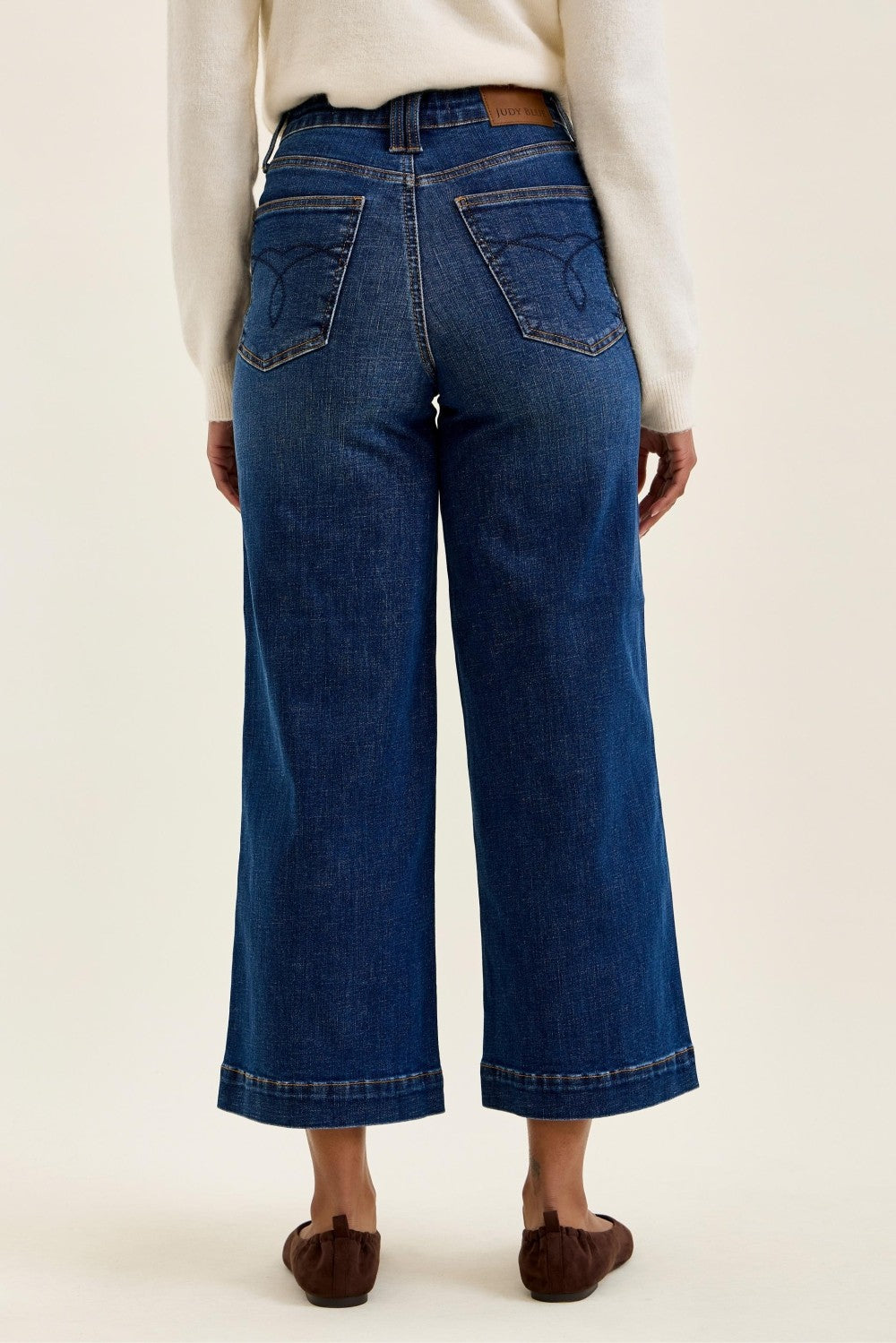 High Waist Deep Indigo Wide Leg Jeans
