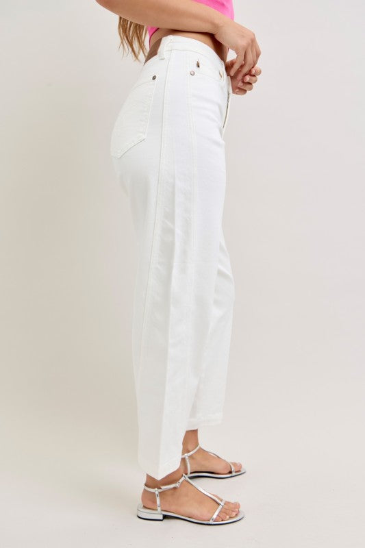 White High Waist Barrel Jeans - FINAL SALE