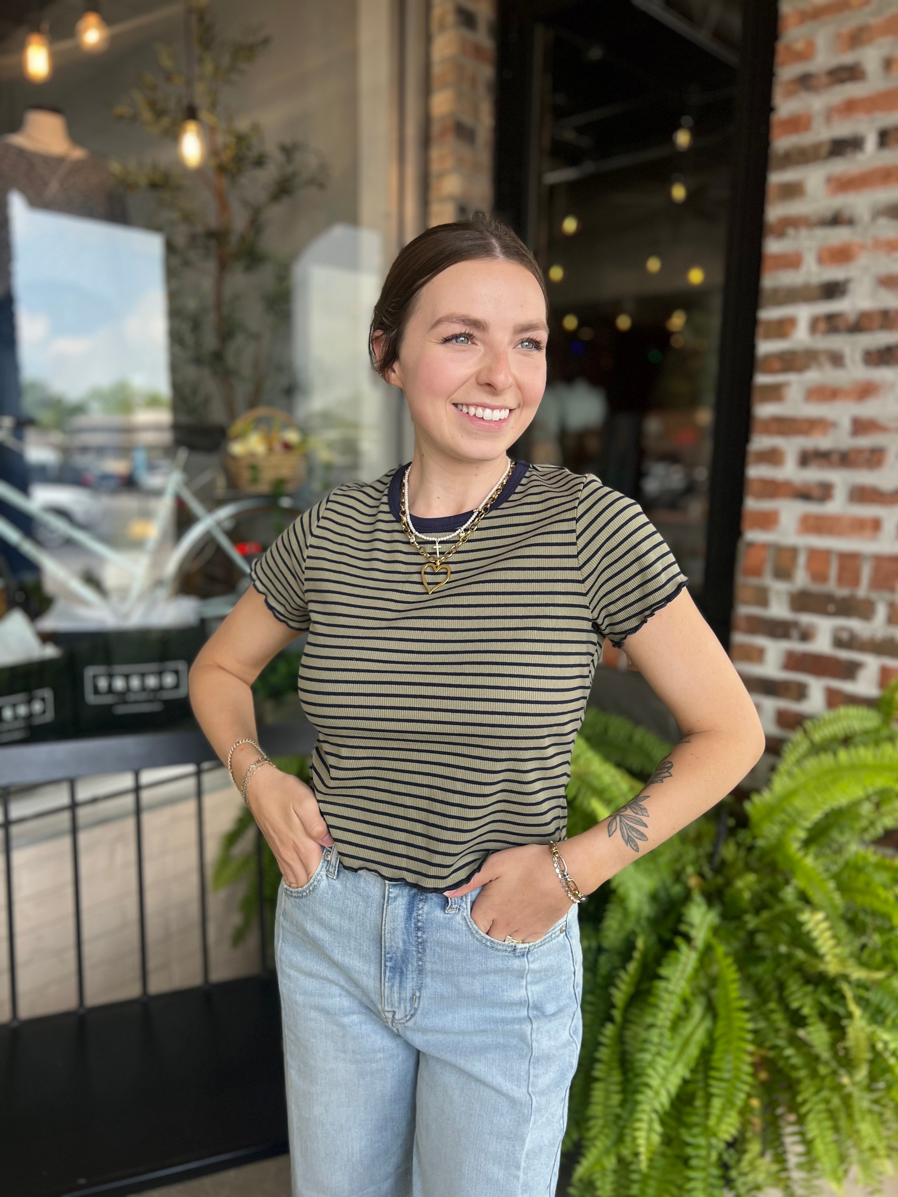 Navy Stripe Top