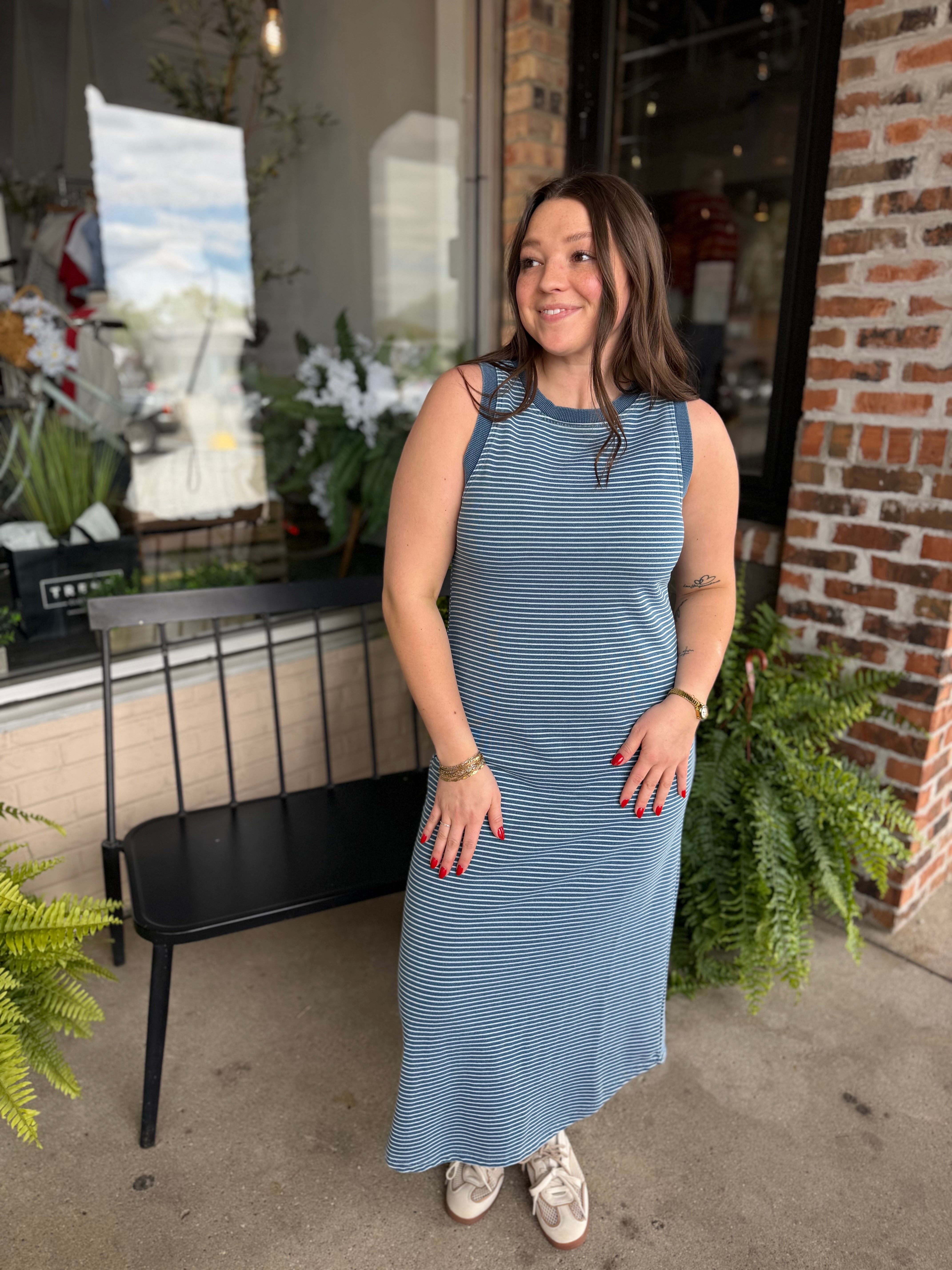Denim Stripe Tank Dress