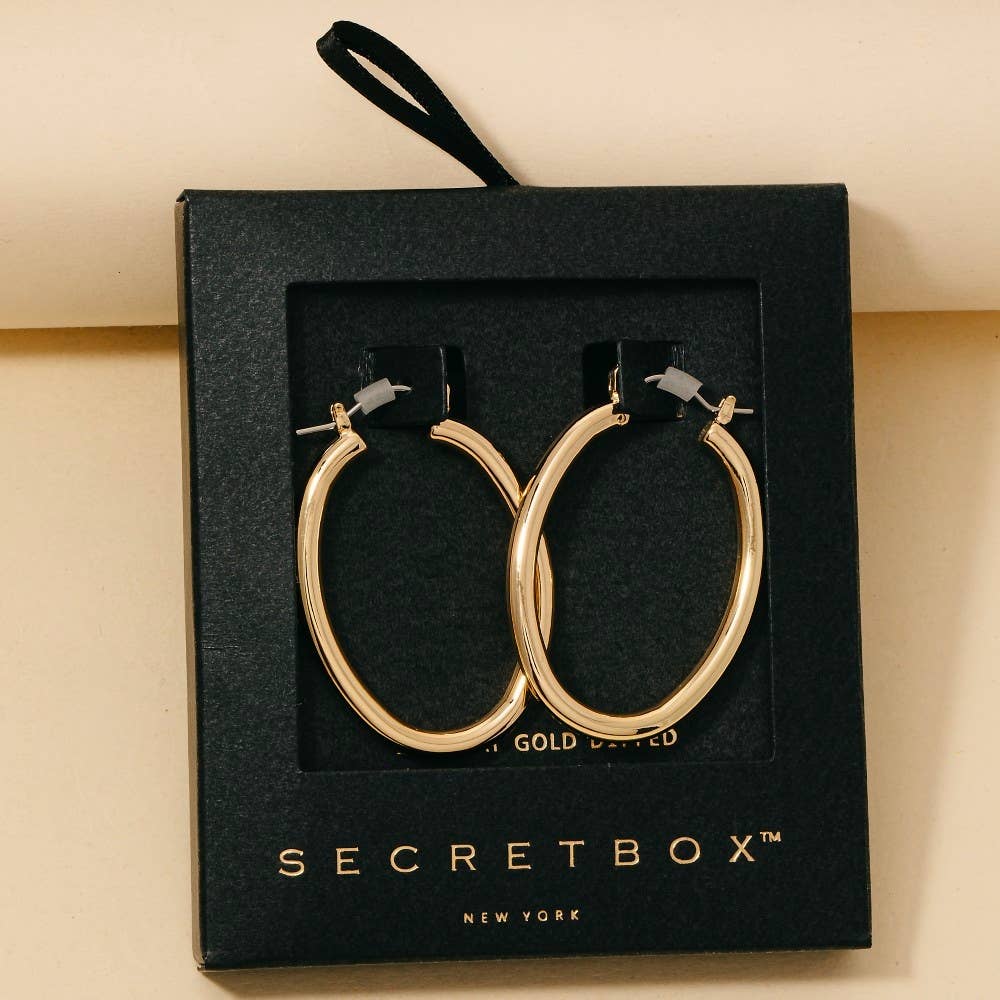 Silver Latch Oval Hoop Earrings