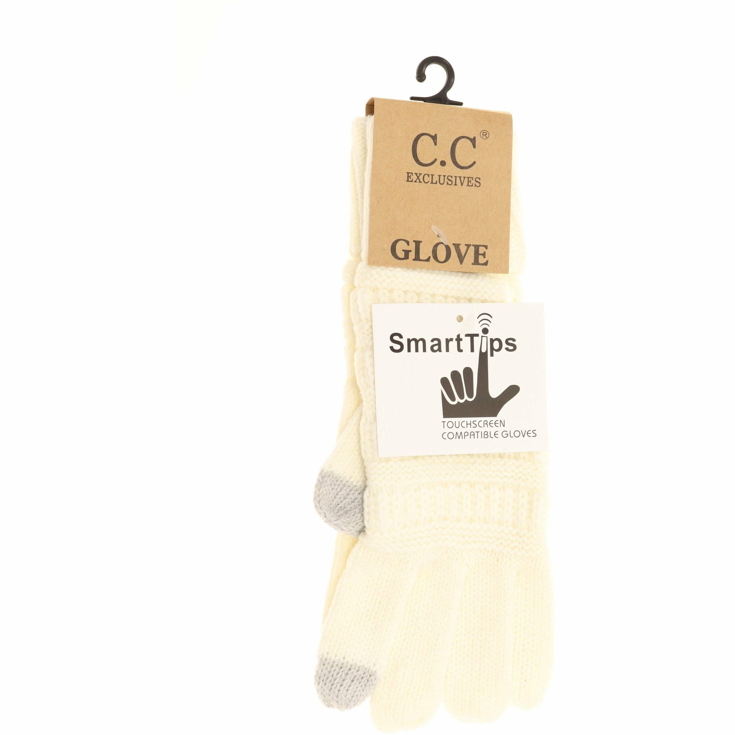 Ivory Cable Knit Gloves