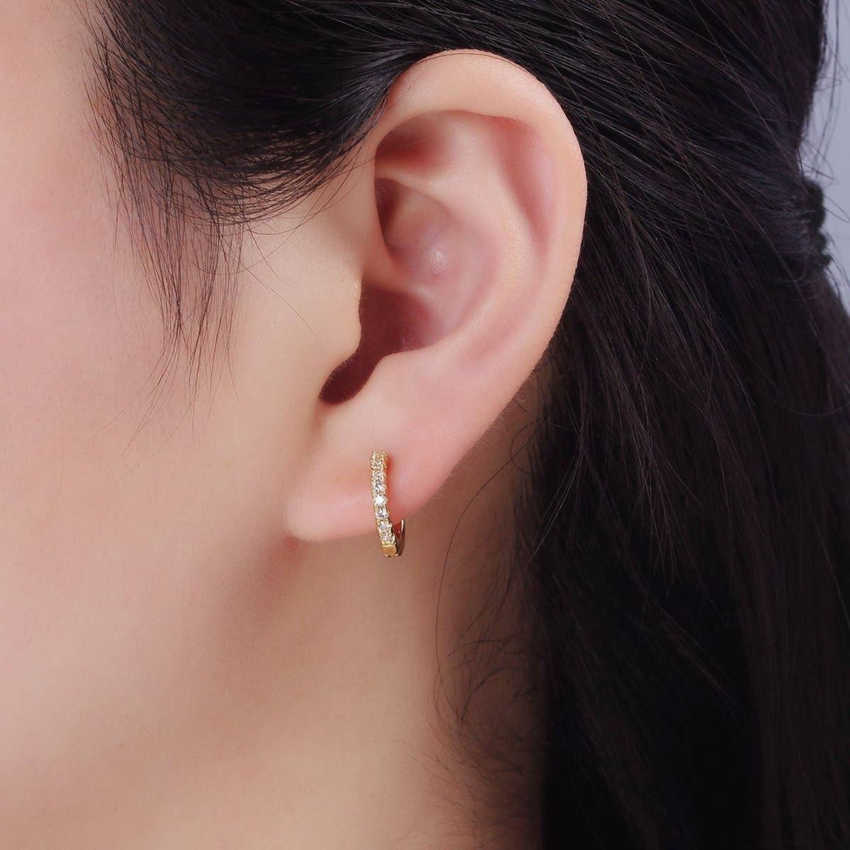 Gold Filled Micro Paved Huggie Earrings