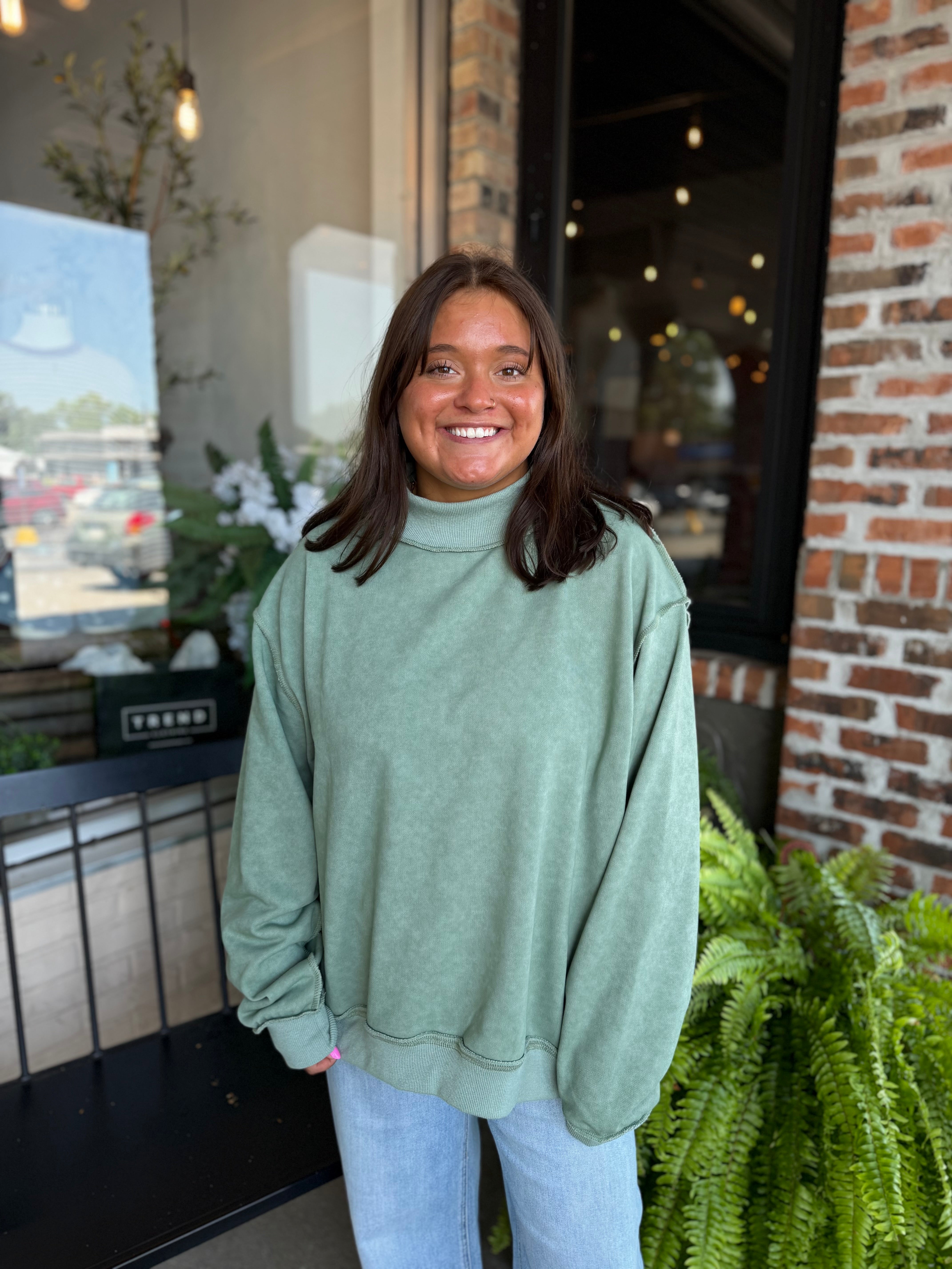 Sage Vintage Wash Oversized Sweatshirt