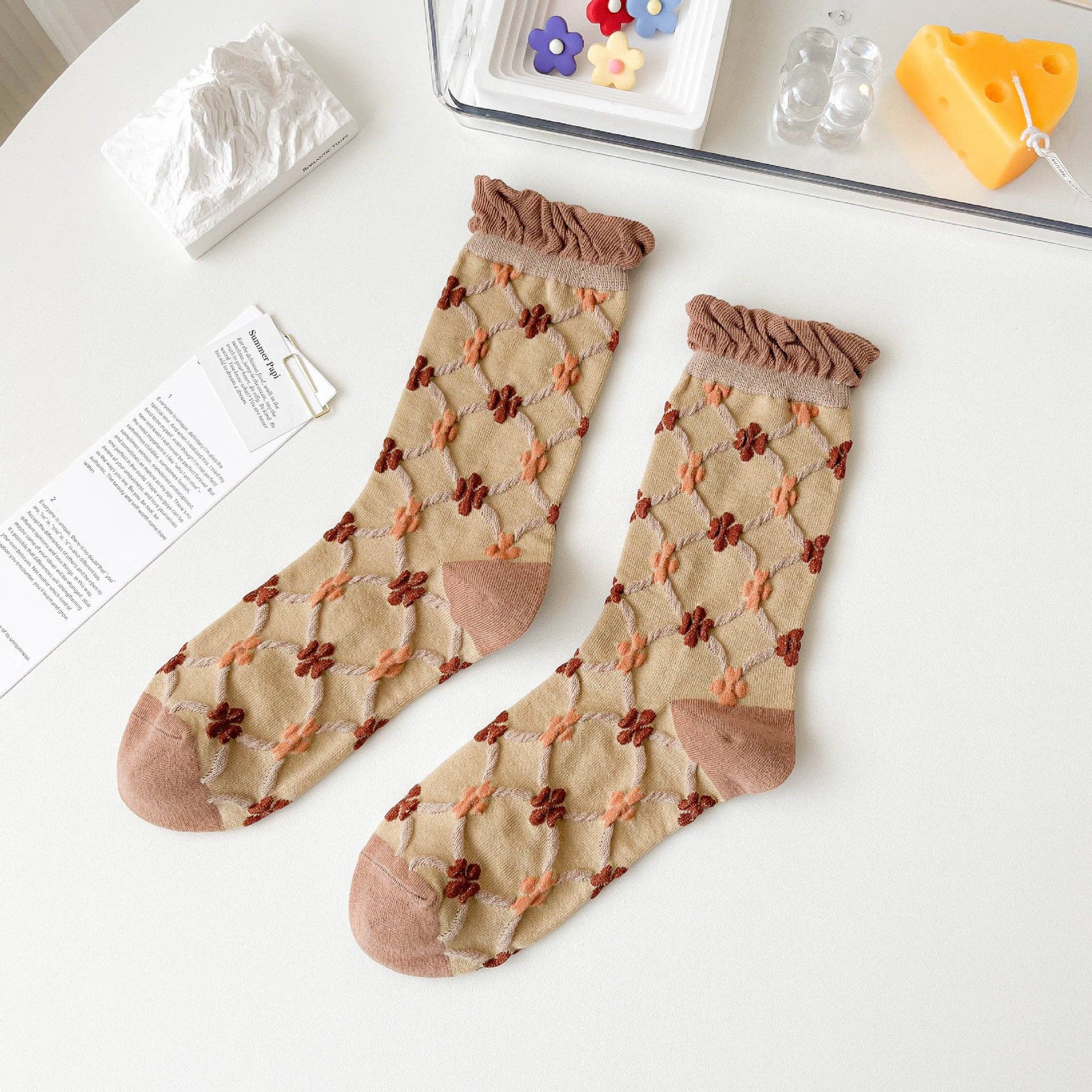 Brown Flower Sock