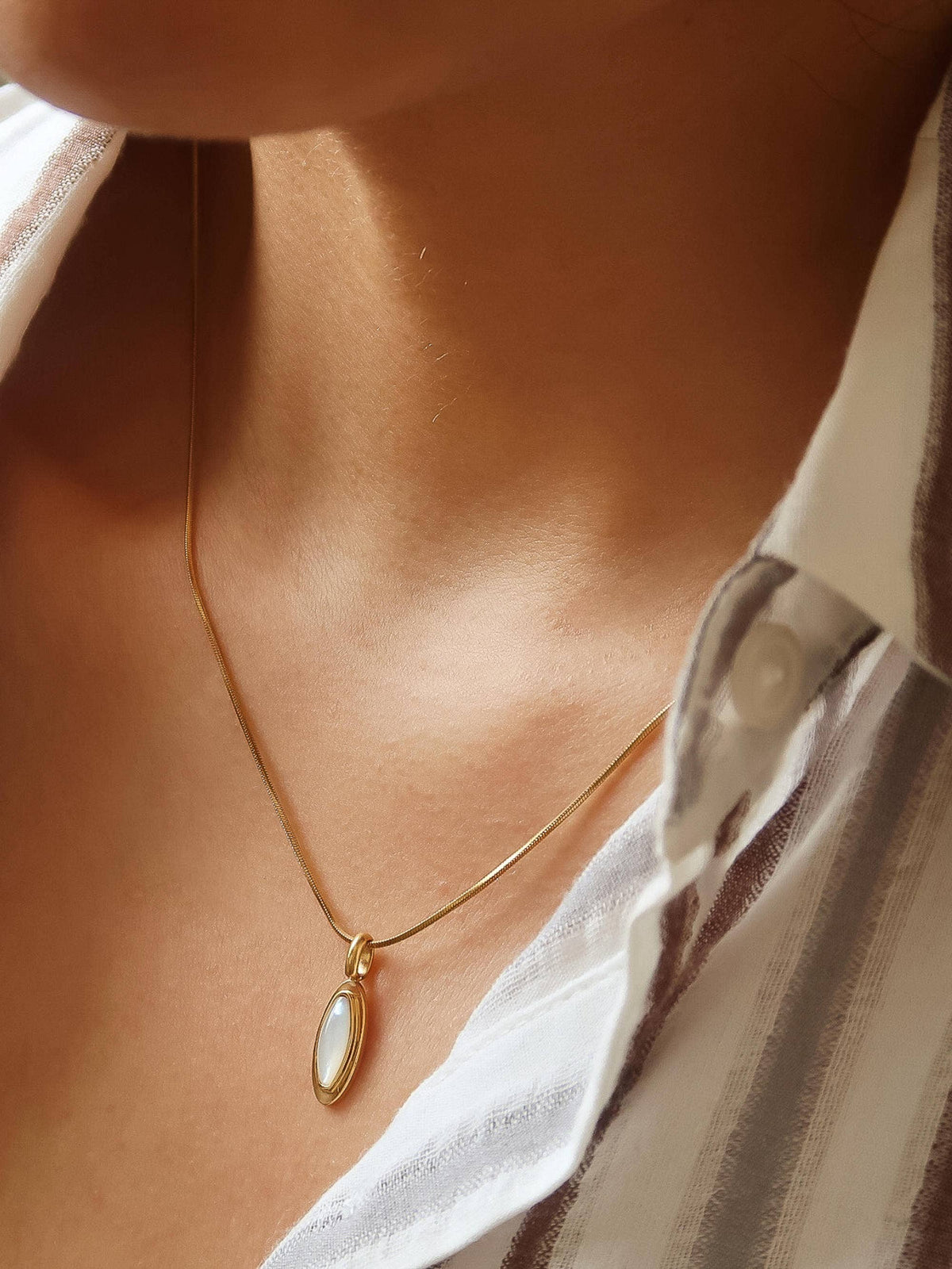 Gold Amulet Non-Tarnish Shell Necklace