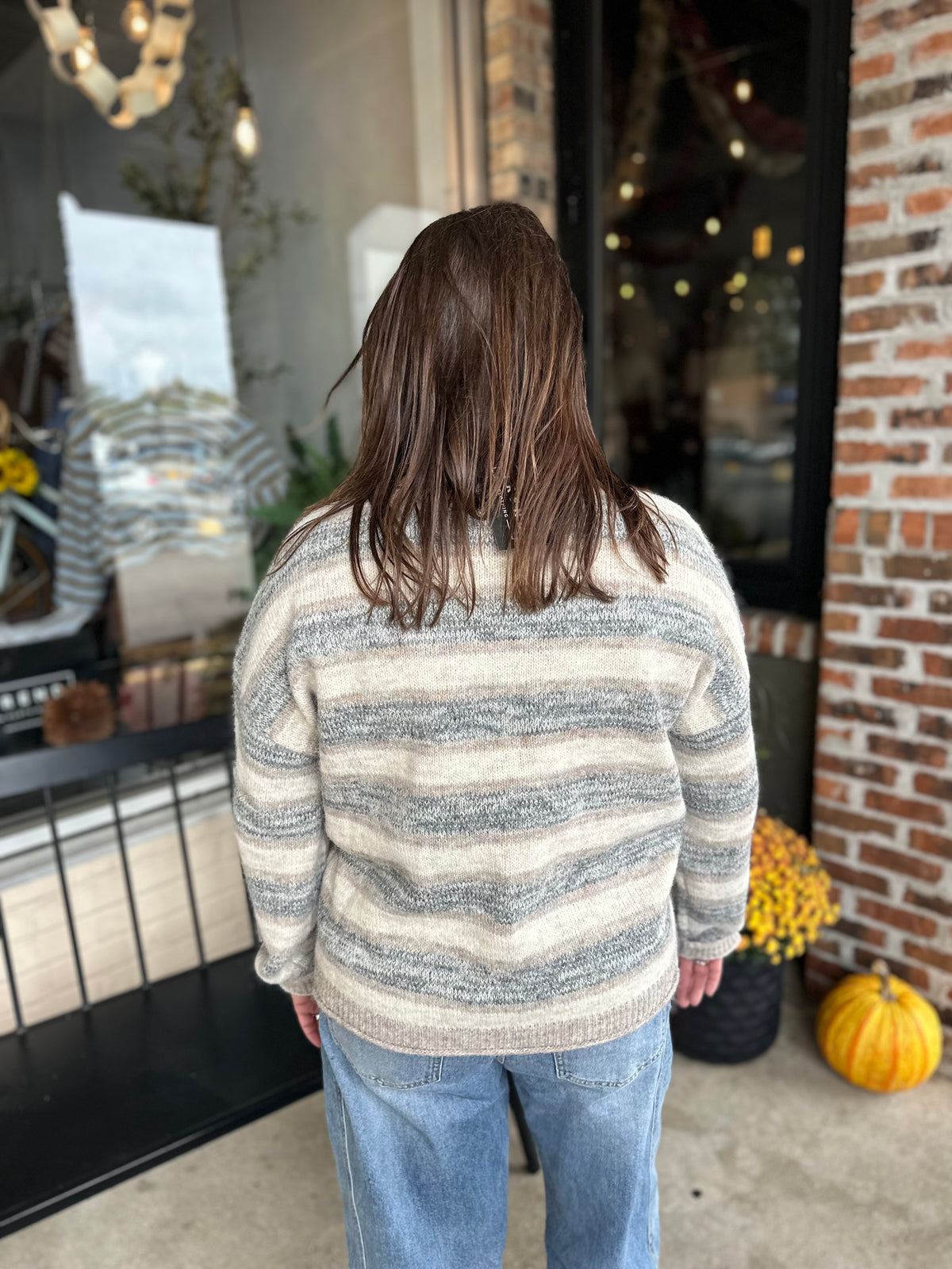 Light Mocha Multi Stripe Top