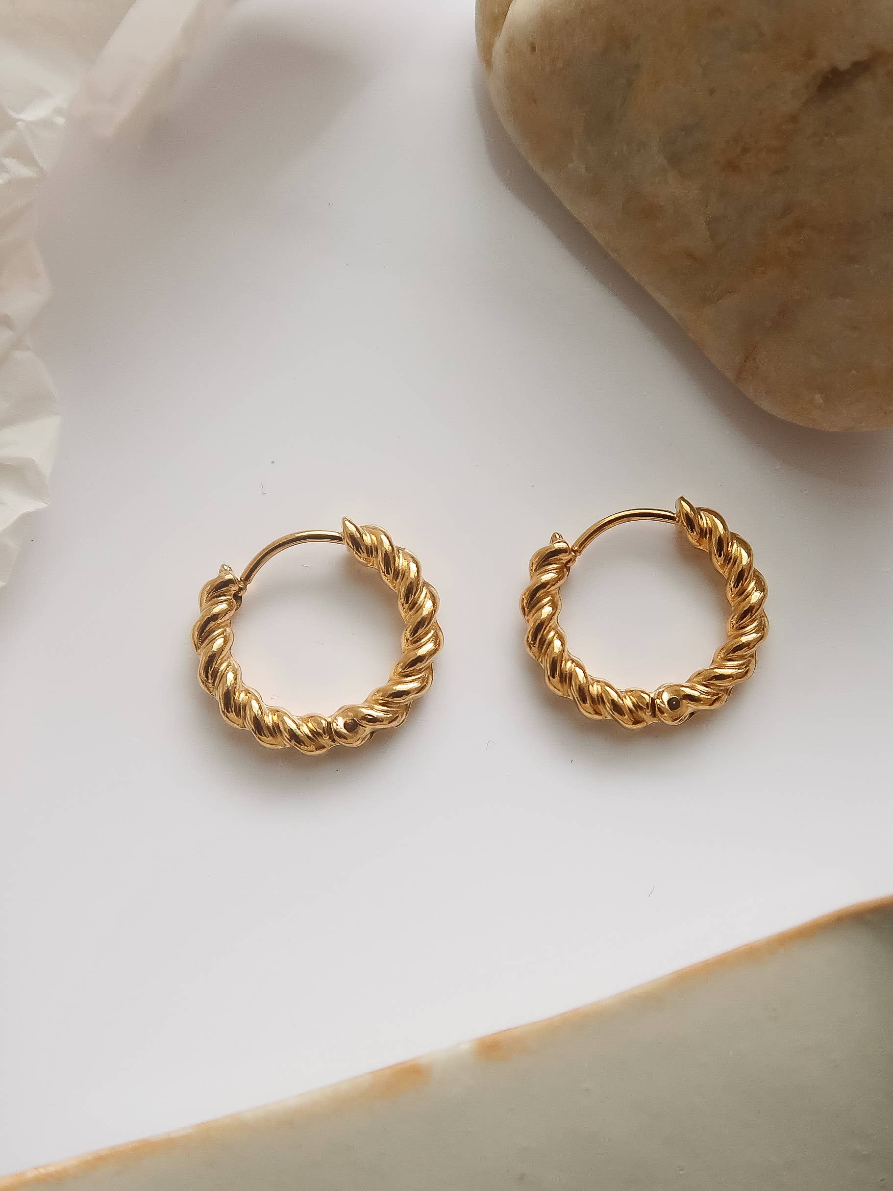 Round Twisted Hoop Earrings Non-Tarnish