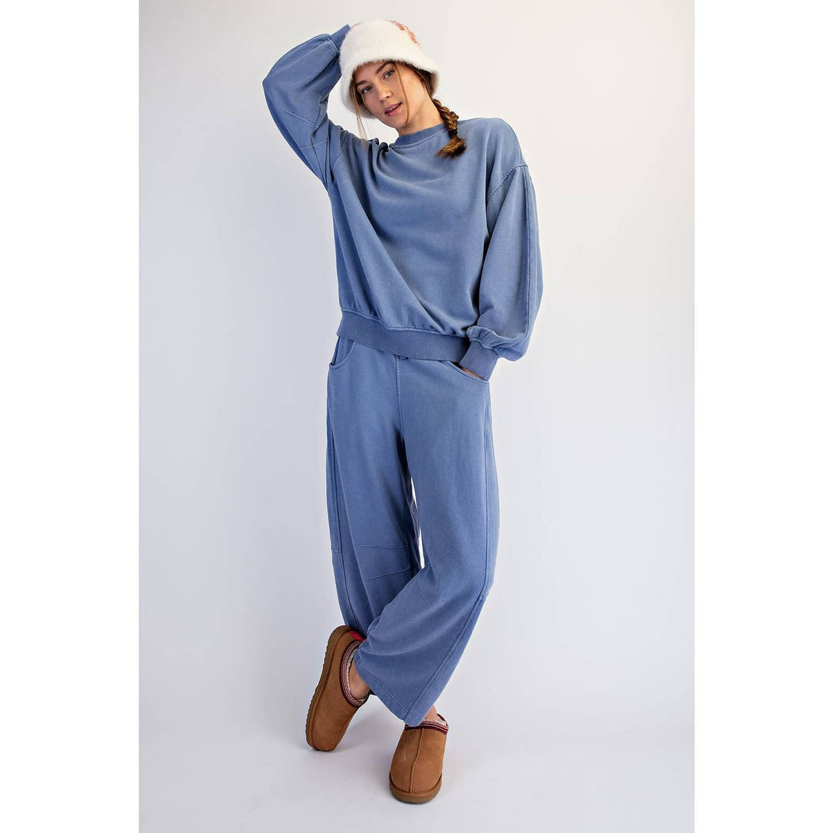 Blue Mineral Washed Pullover