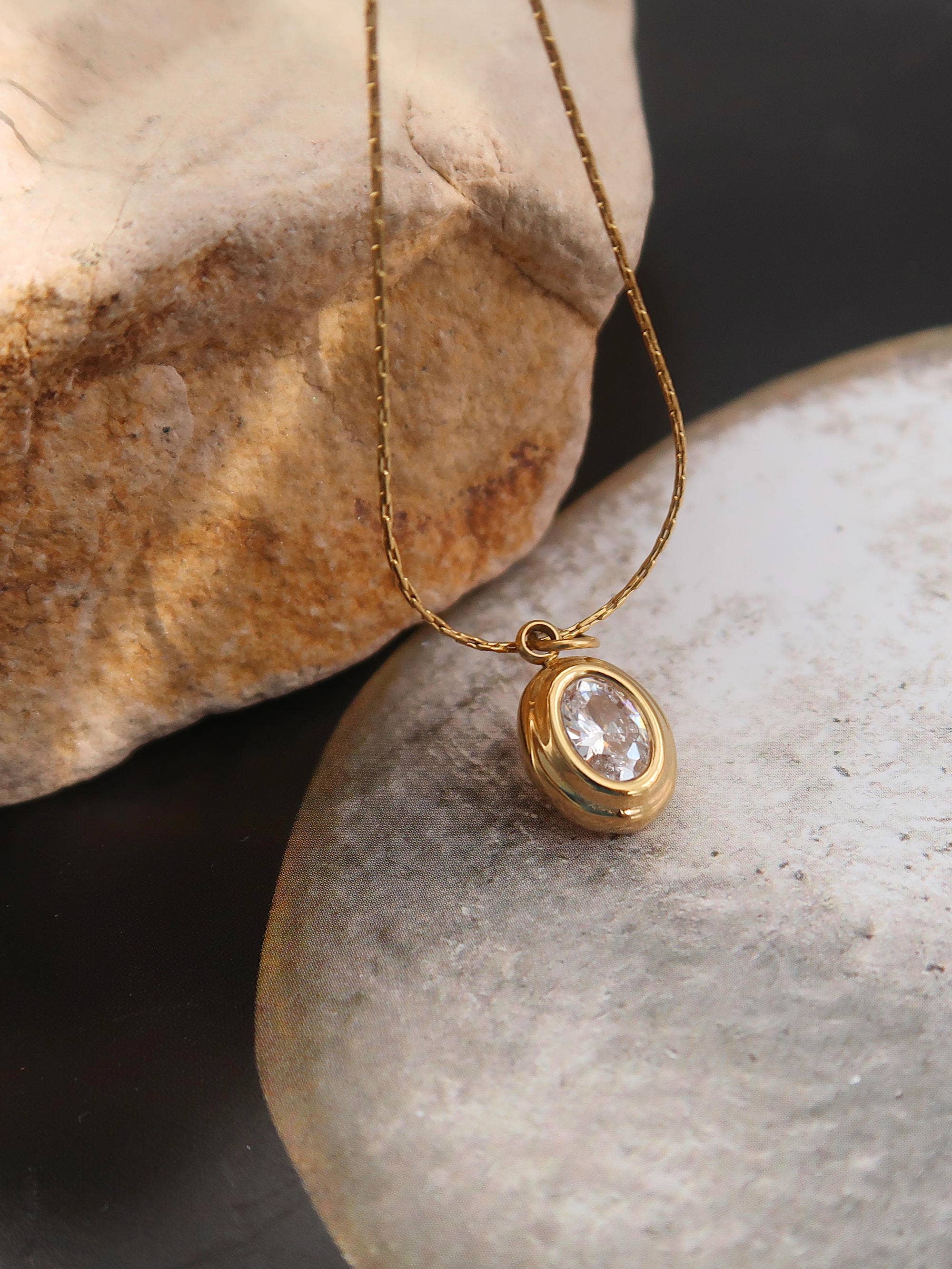 18K Gold Non-Tarnish Gemstone Necklace