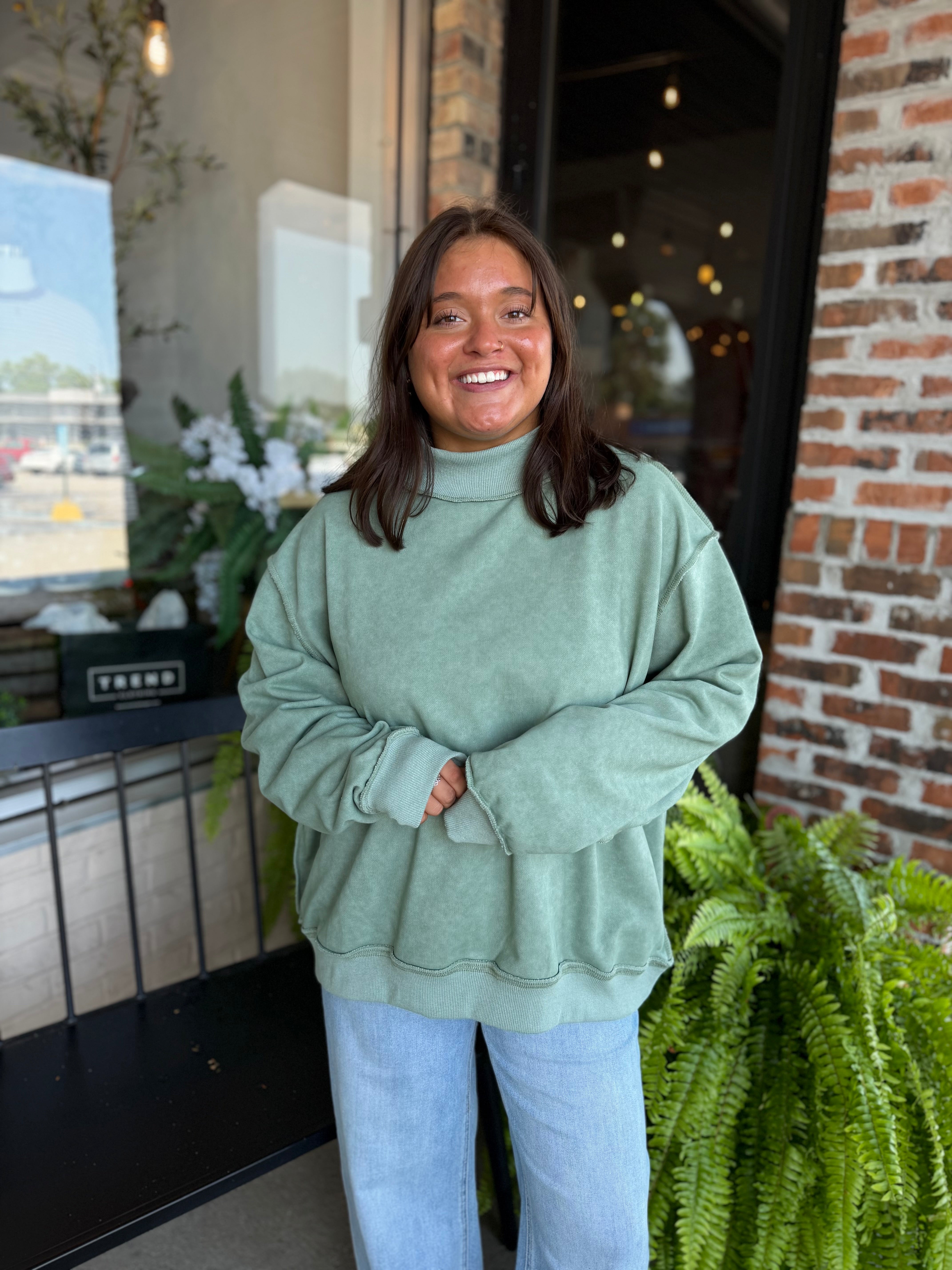 Sage Vintage Wash Oversized Sweatshirt