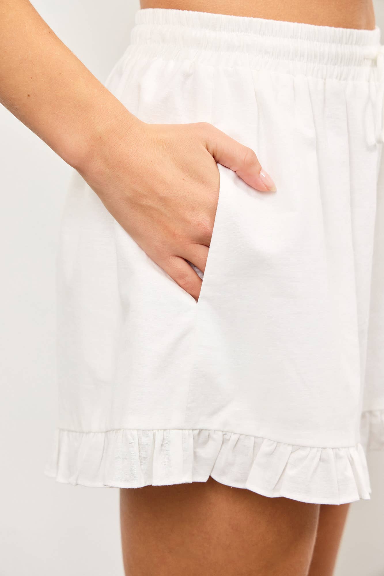White Ruffle Hem Shorts - FINAL SALE