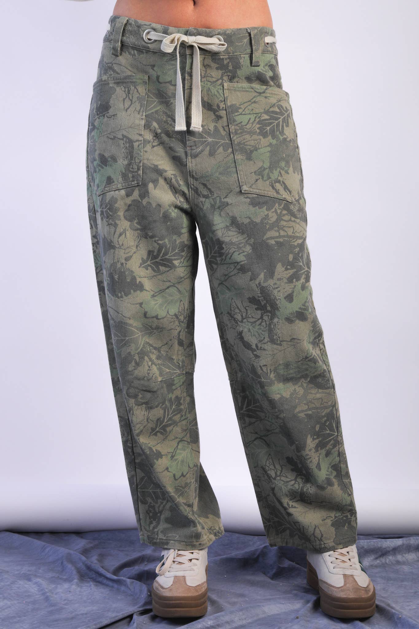 Camo Printed Barrel Pants