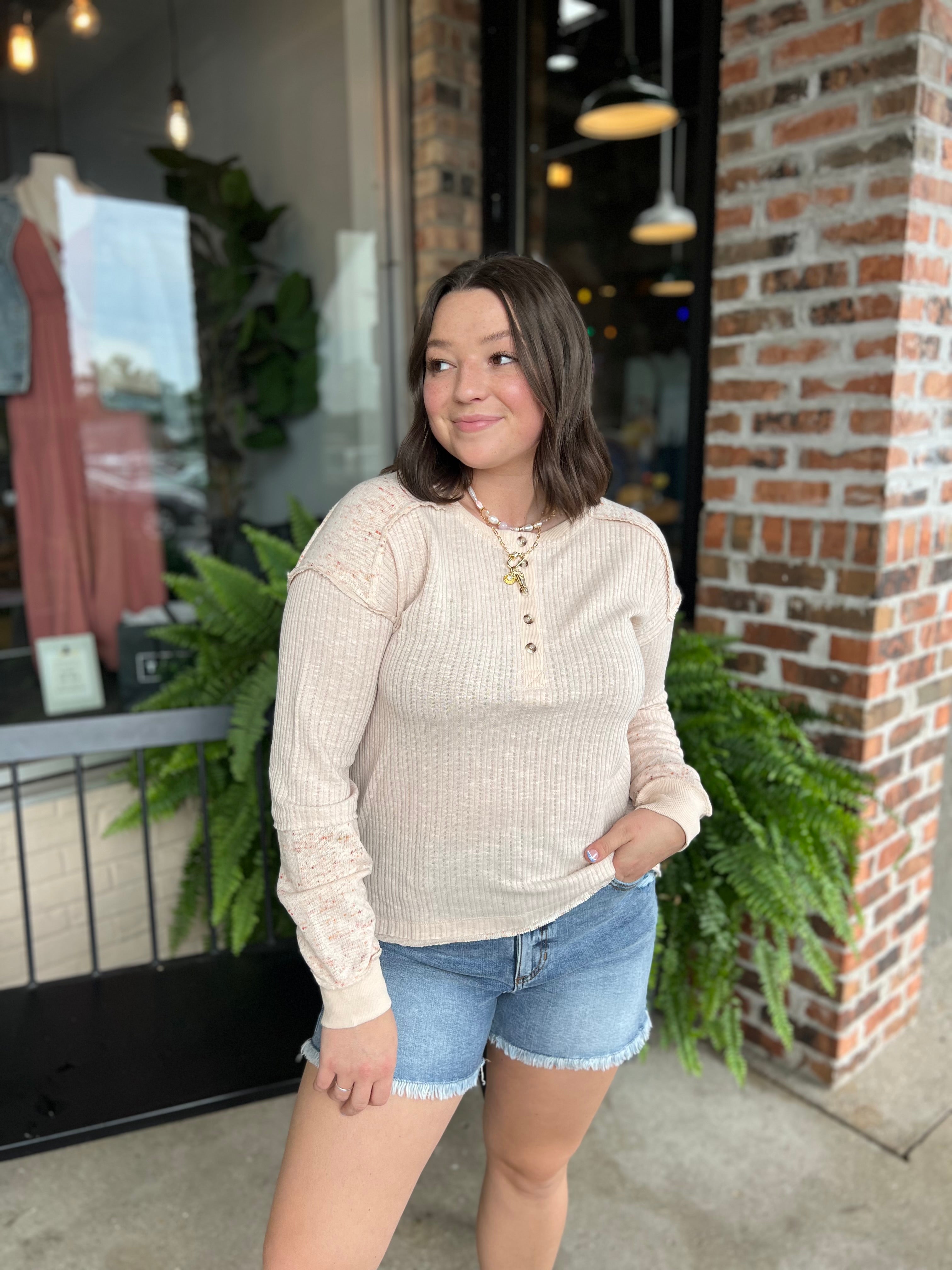 Blush Knit Henley Top - FINAL SALE