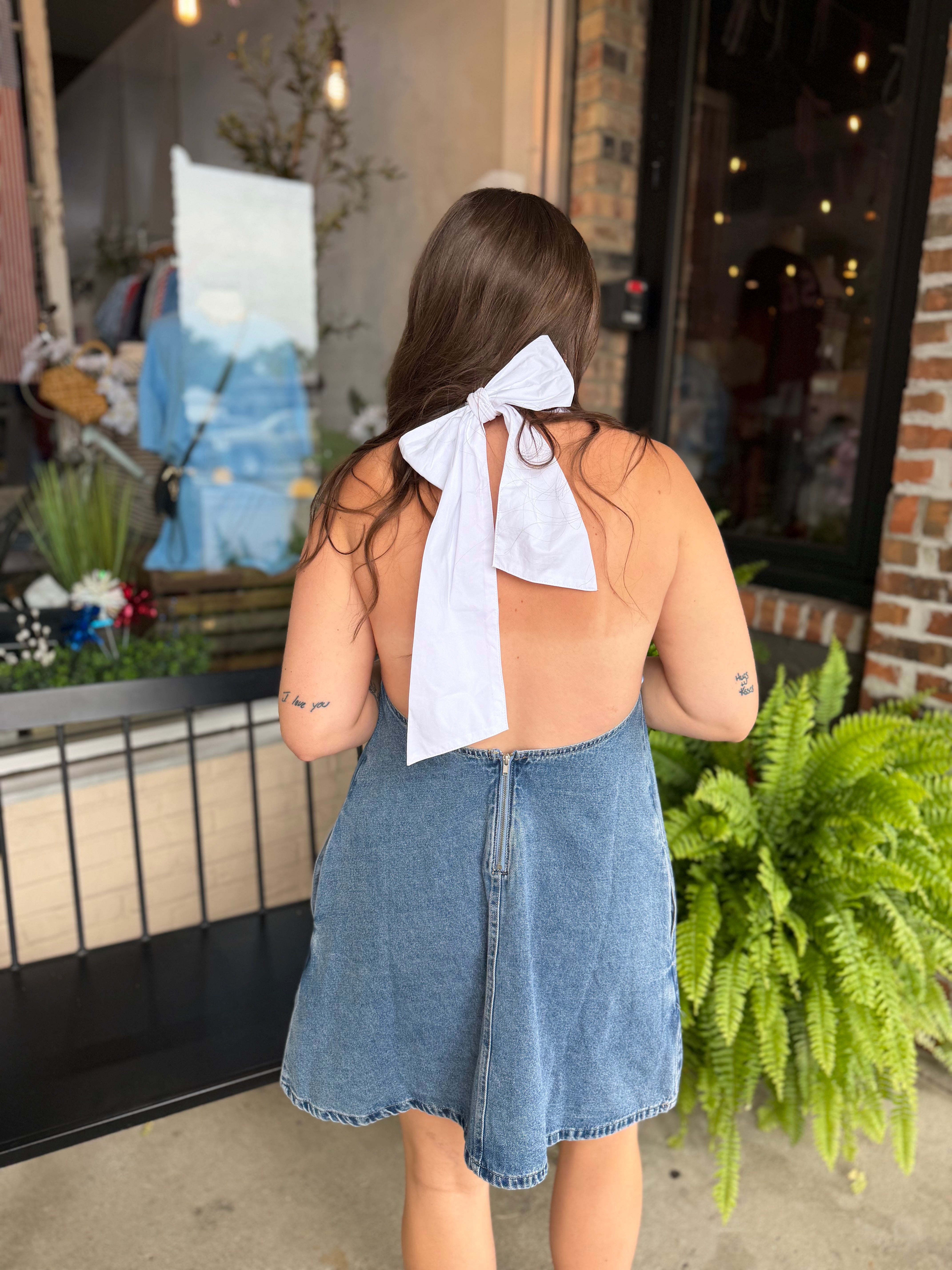 Denim Halter Neck Dress