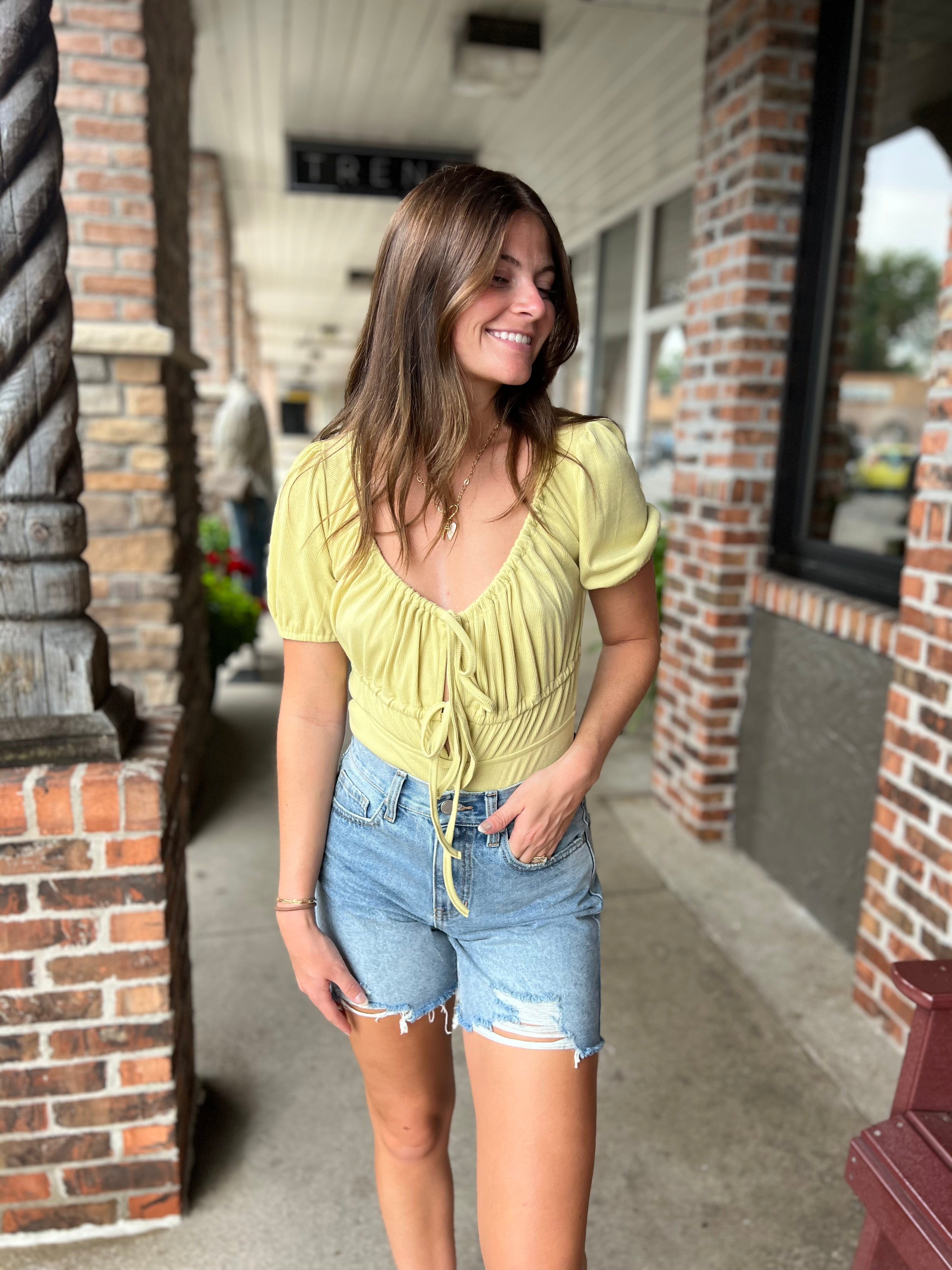 Lime Square Neck Bodysuit - FINAL SALE