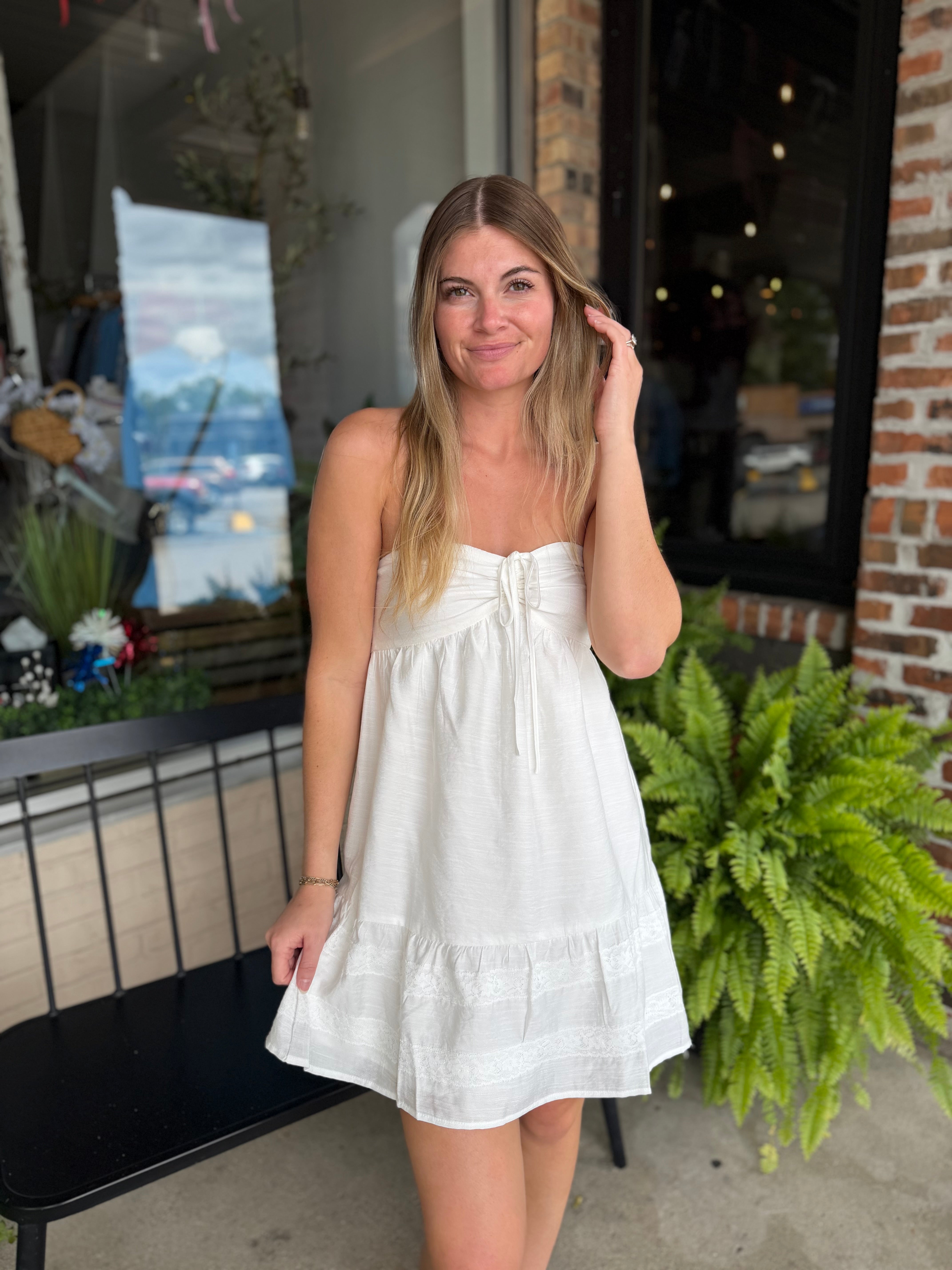 White Strapless Mini Dress