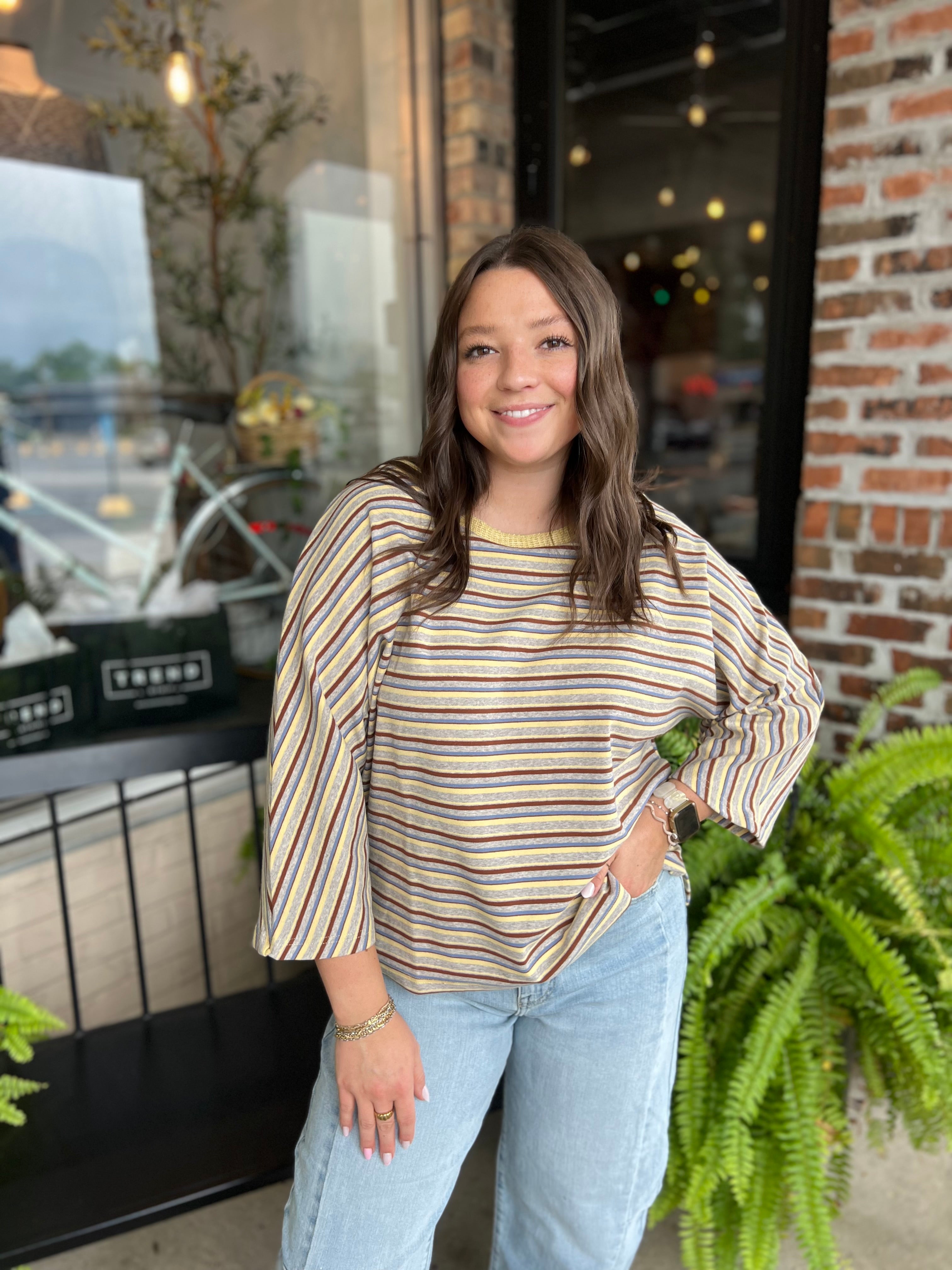 Butter Stripe Dolman Knit Top