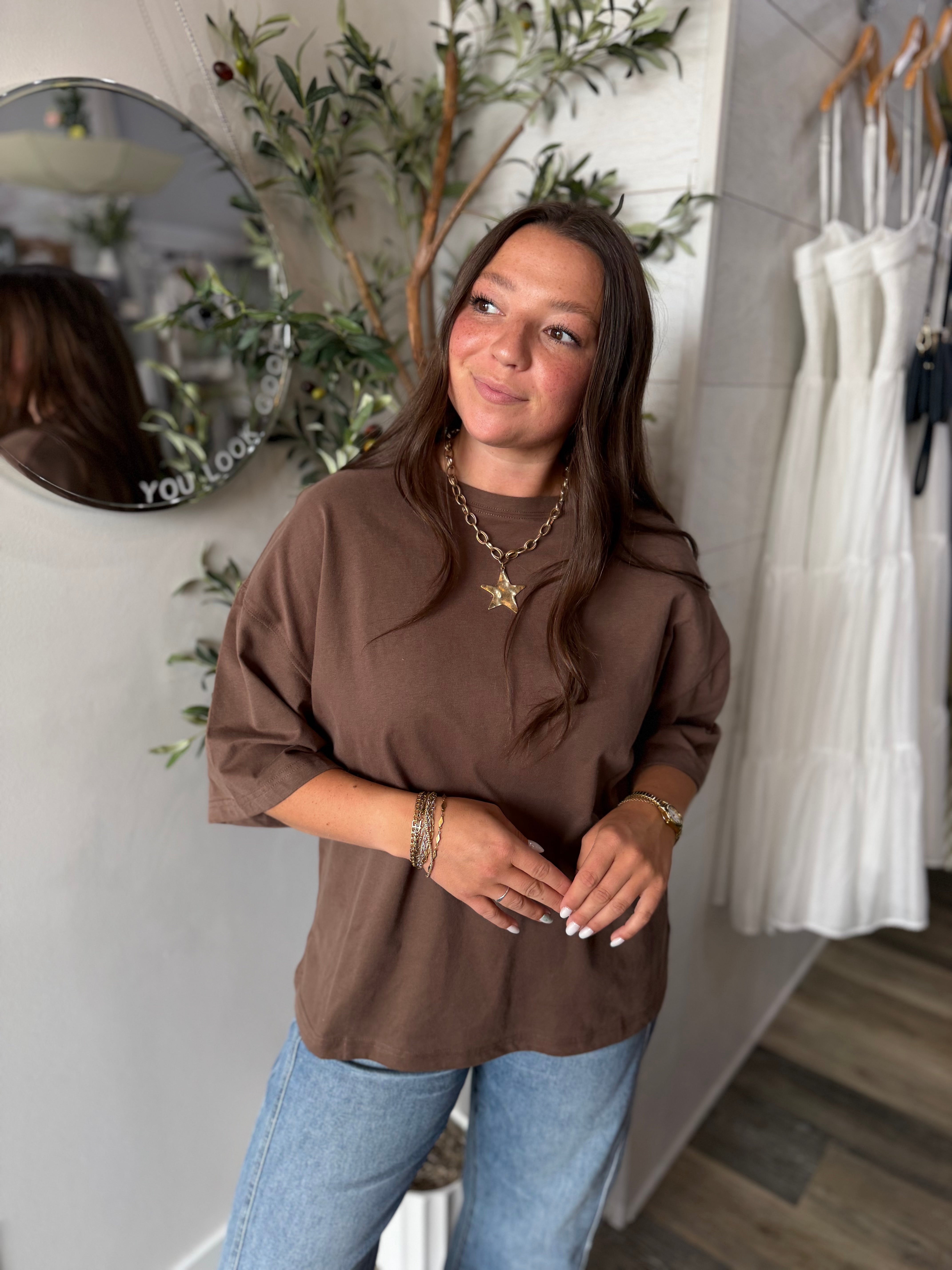 Chocolate Oversized Everyday Cotton Tee