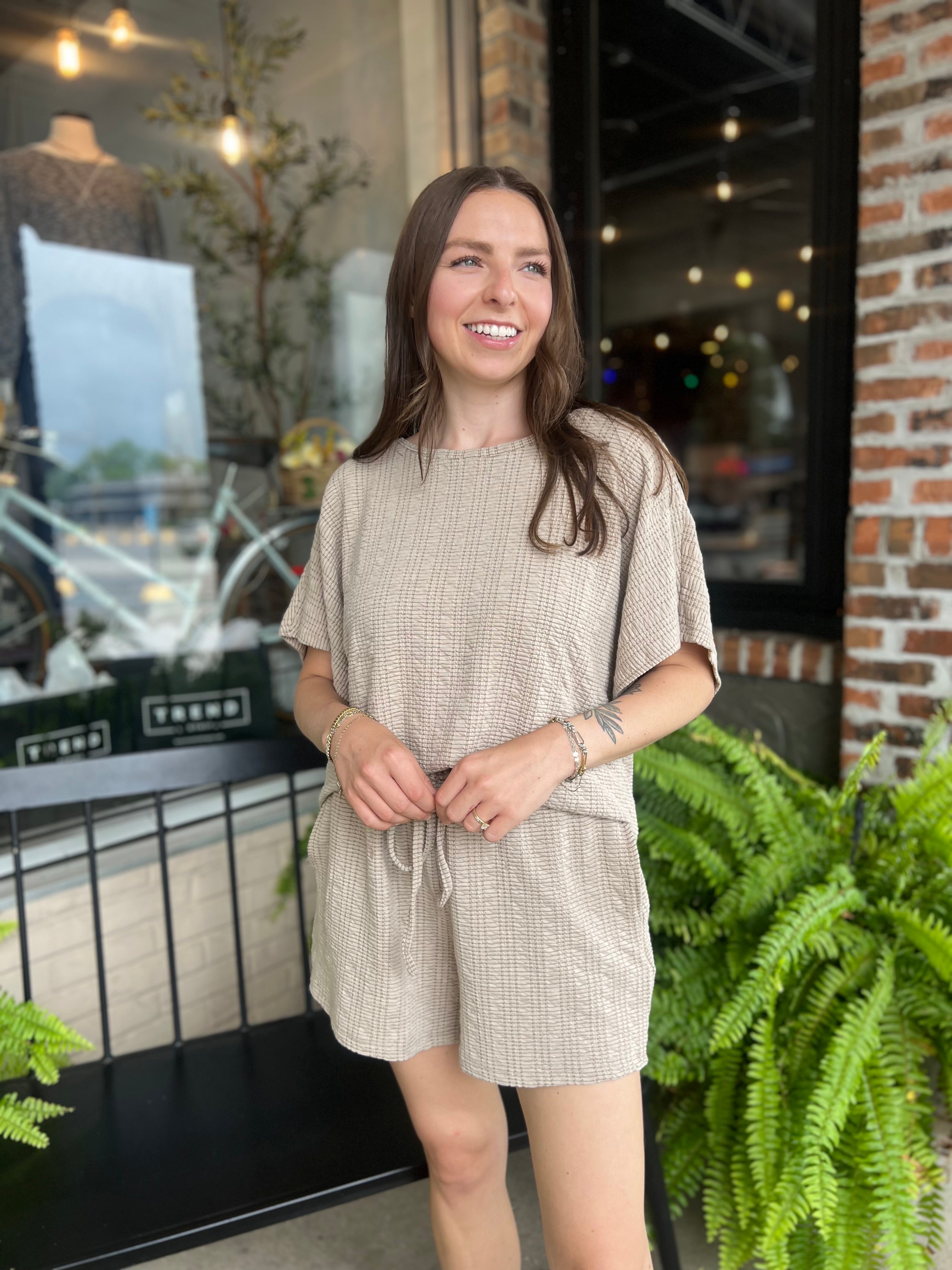 Taupe Textured Knit Top