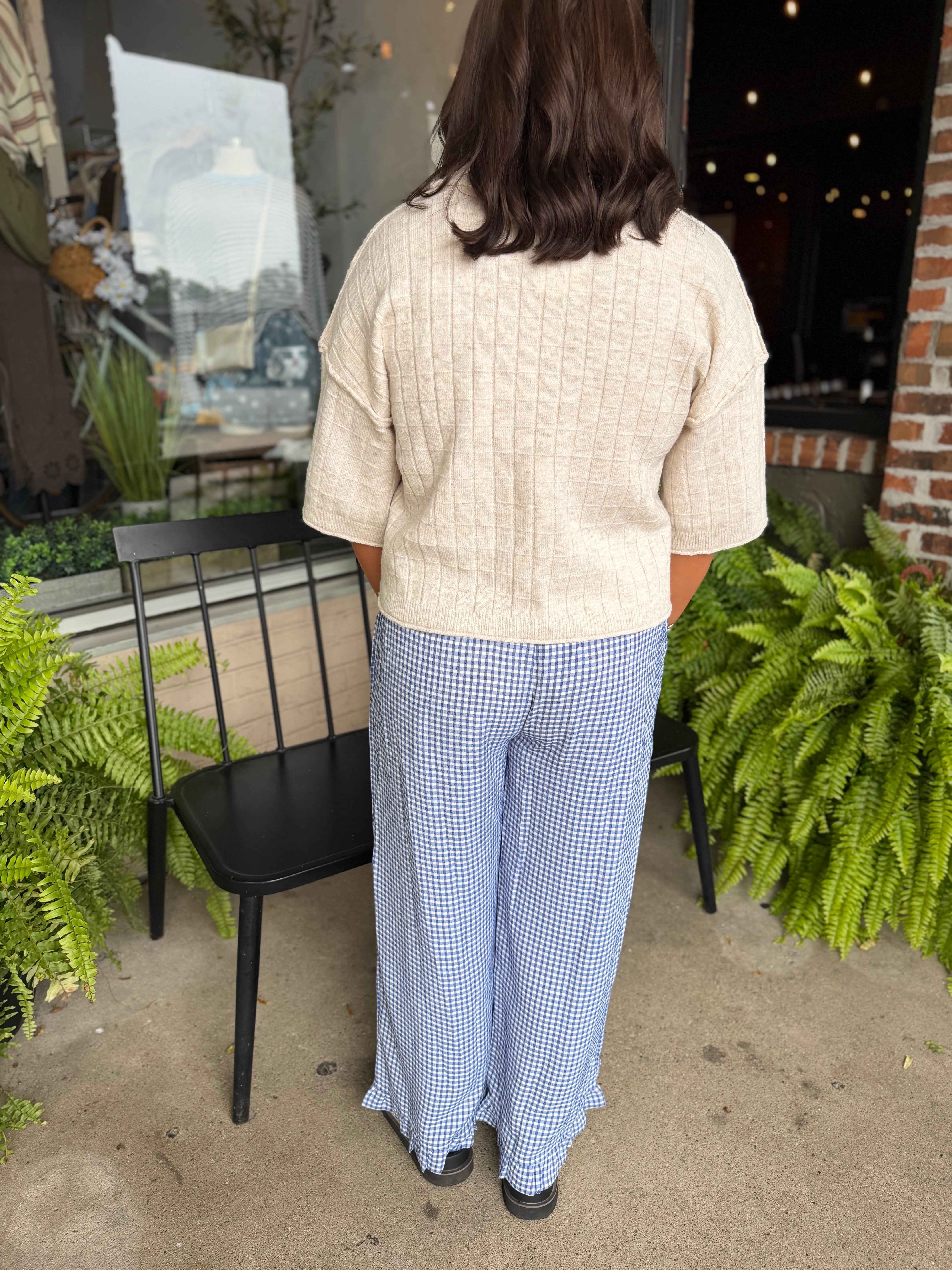 Navy Checkered Gingham Pants
