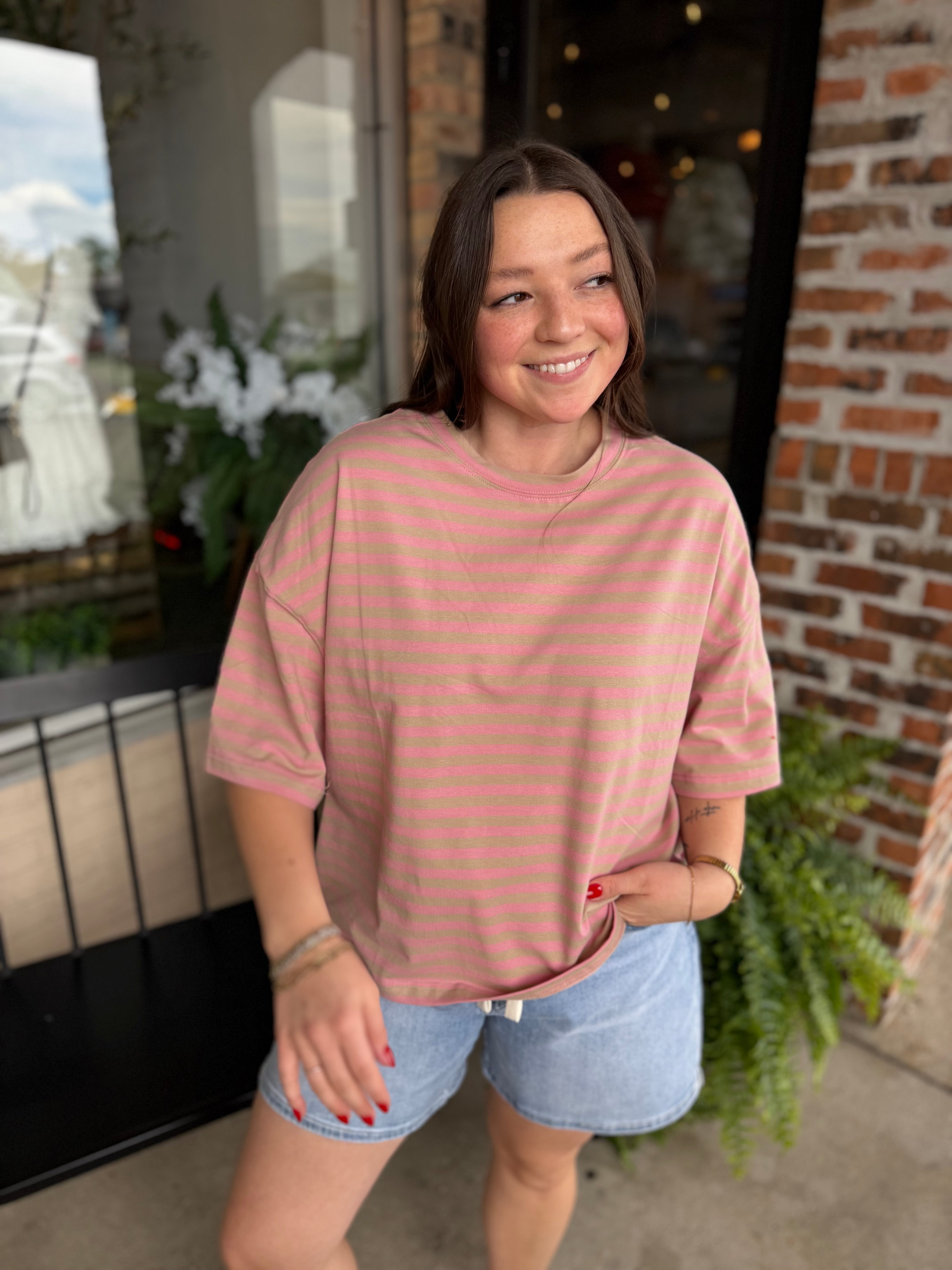 Oat Oversized Stripe Boyfriend Tee - FINAL SALE