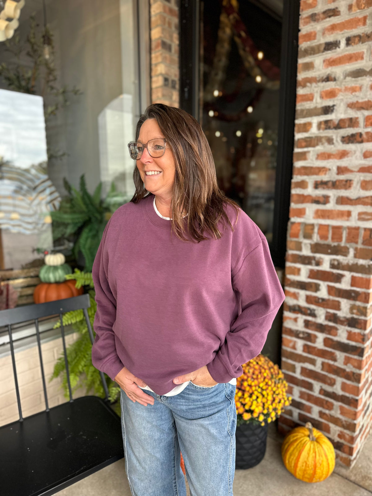 Plum Crew Neck Sweatshirt