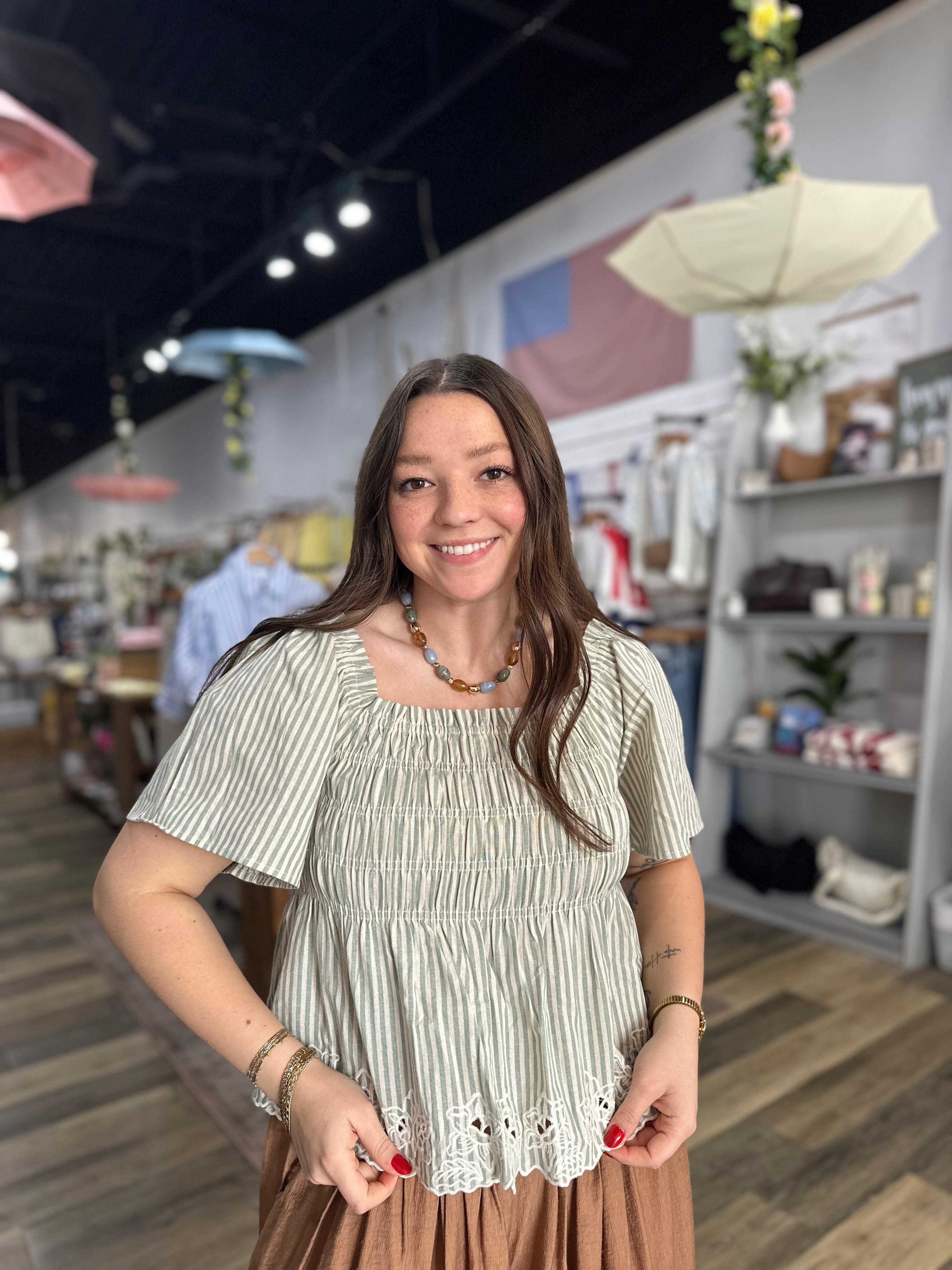 Sage Square Neck Top