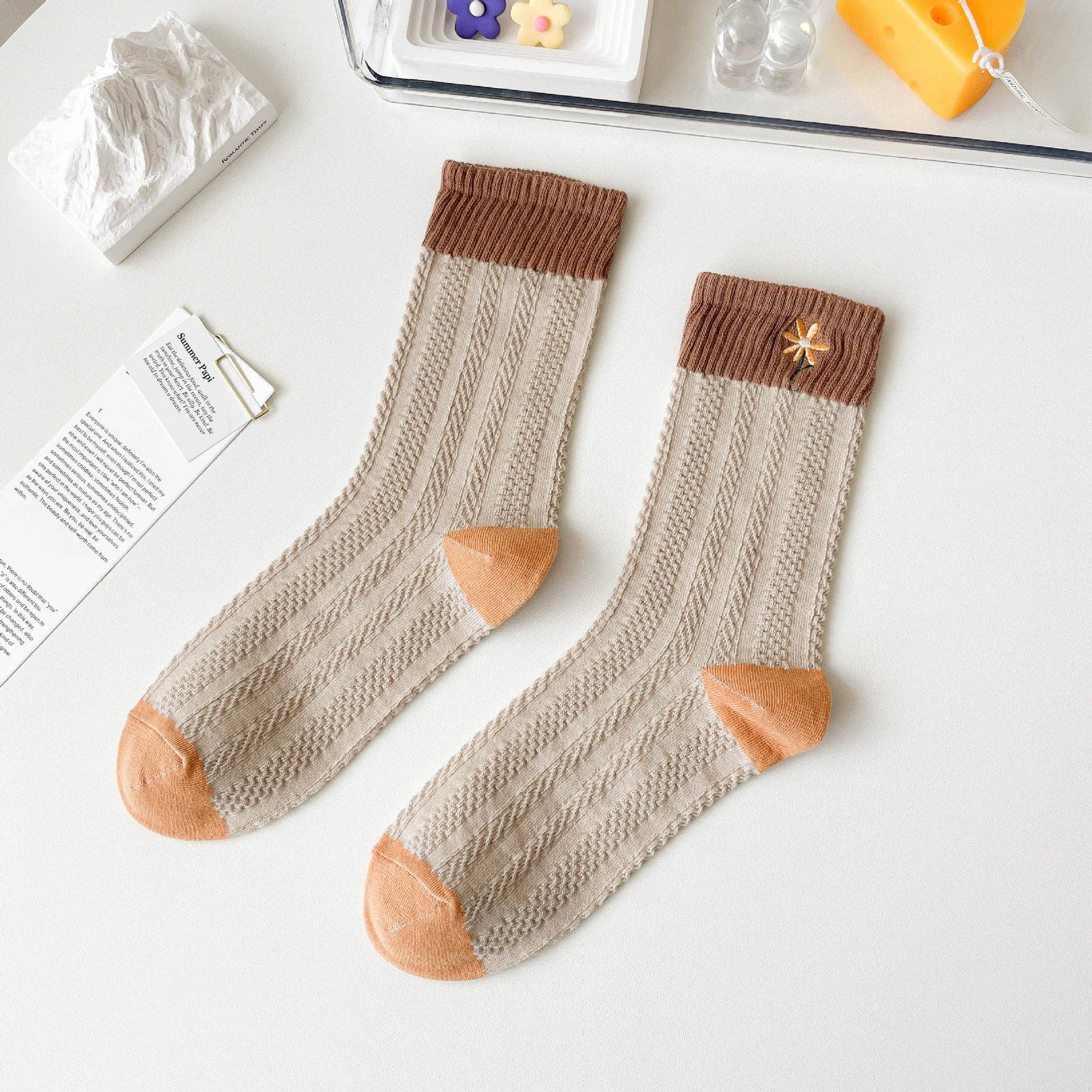 Brown Flower Sock