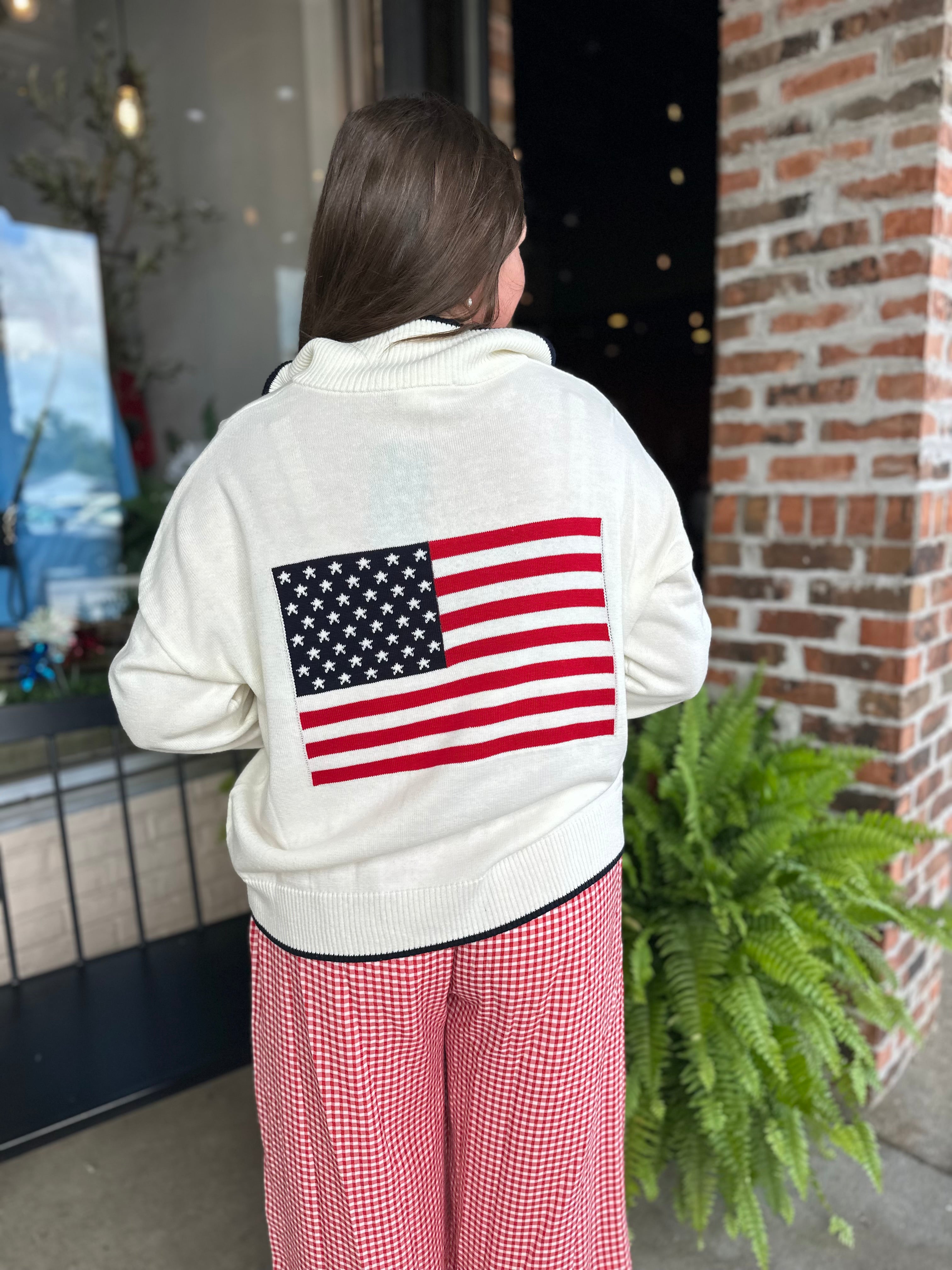Long Sleeve Collared USA Sweater