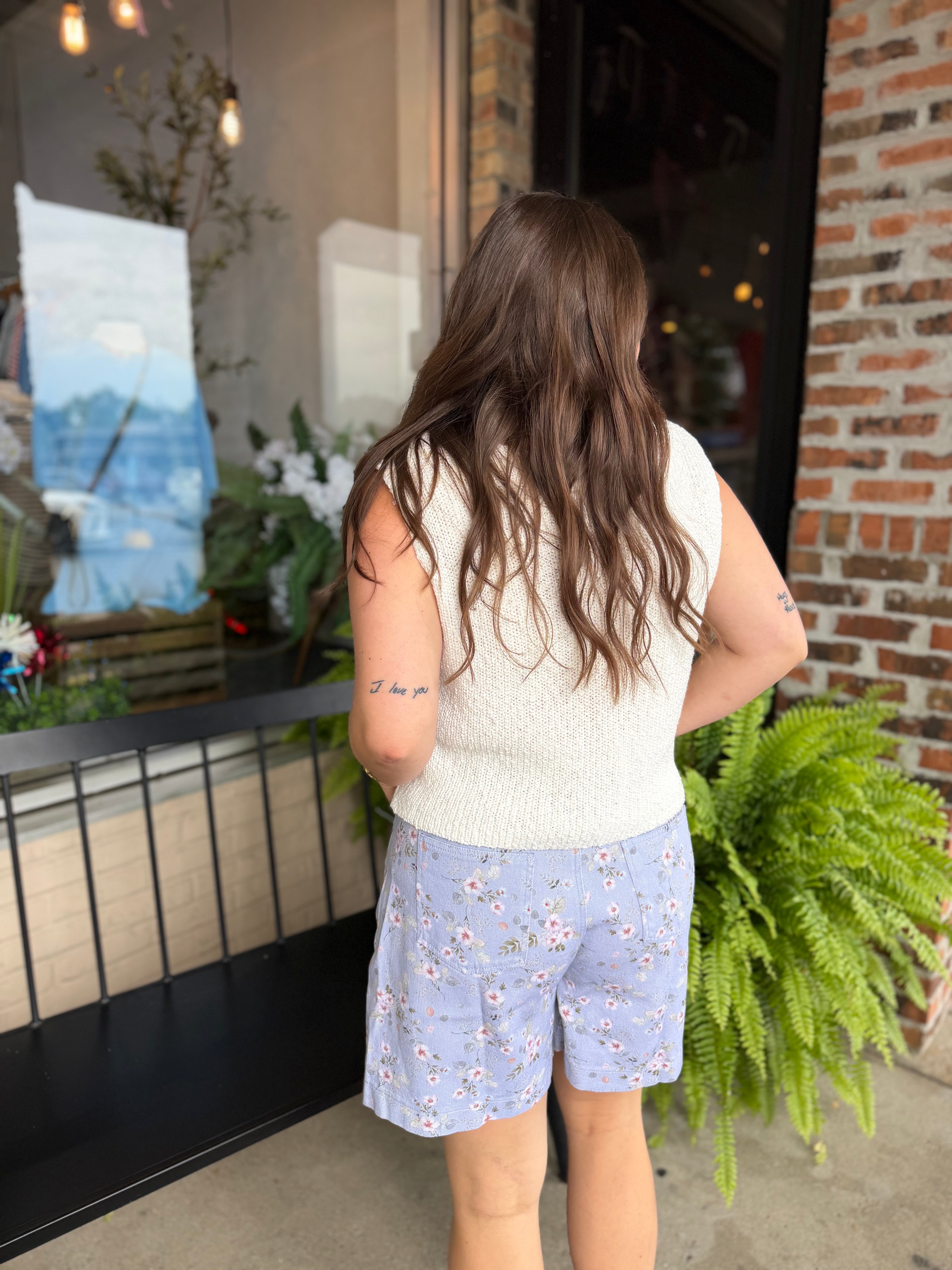 White Button-Front Knit Vest Top