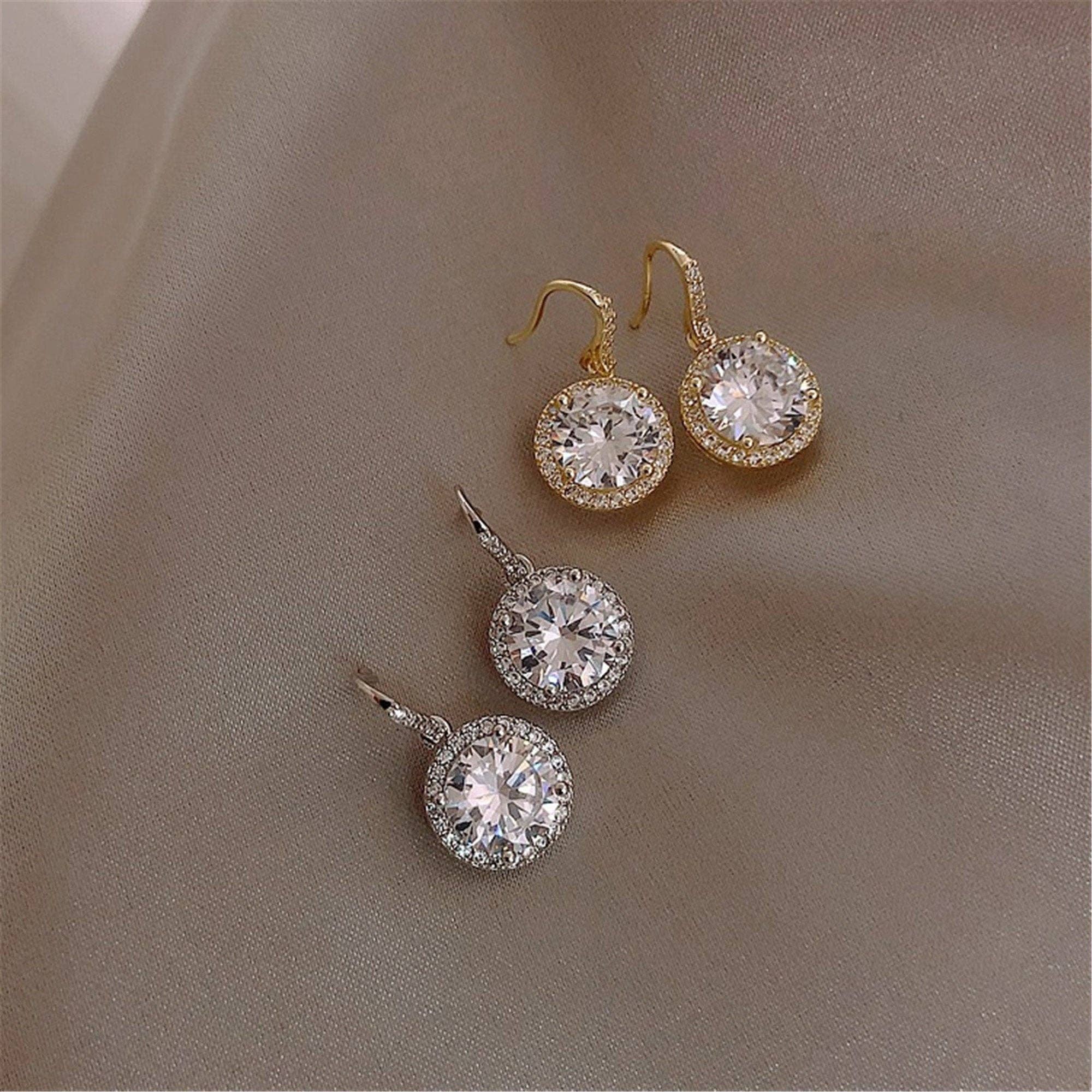 Silver Halo Dangle Earrings