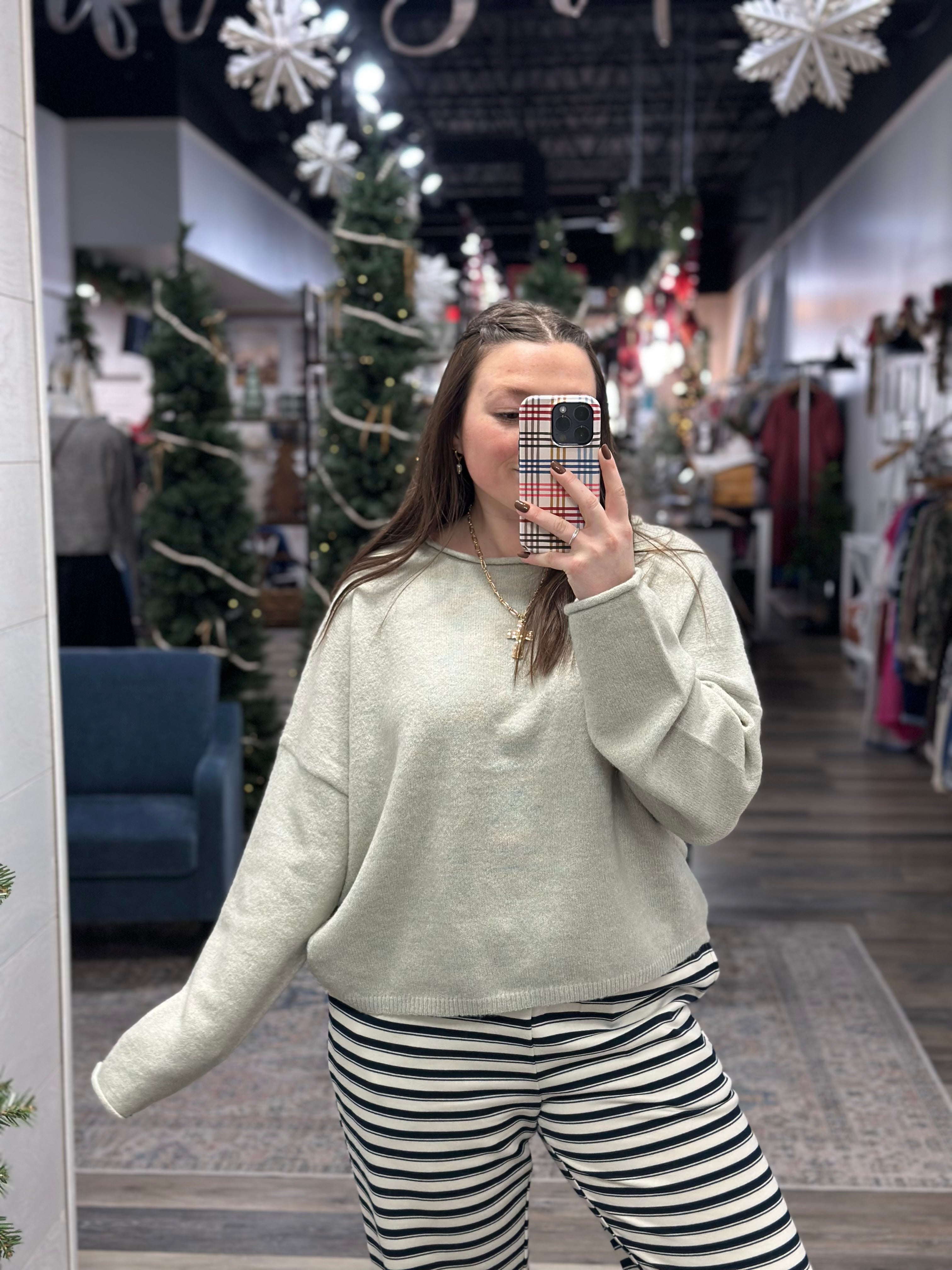 Grey Rolled Round Neck Sweater - FINAL SALE