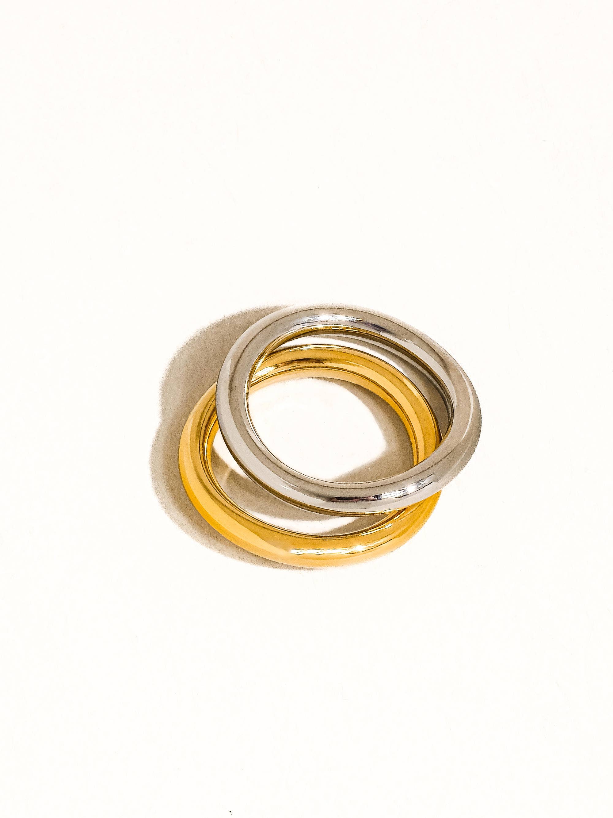 \18K Gold Non-Tarnish Double Two Tone Ring