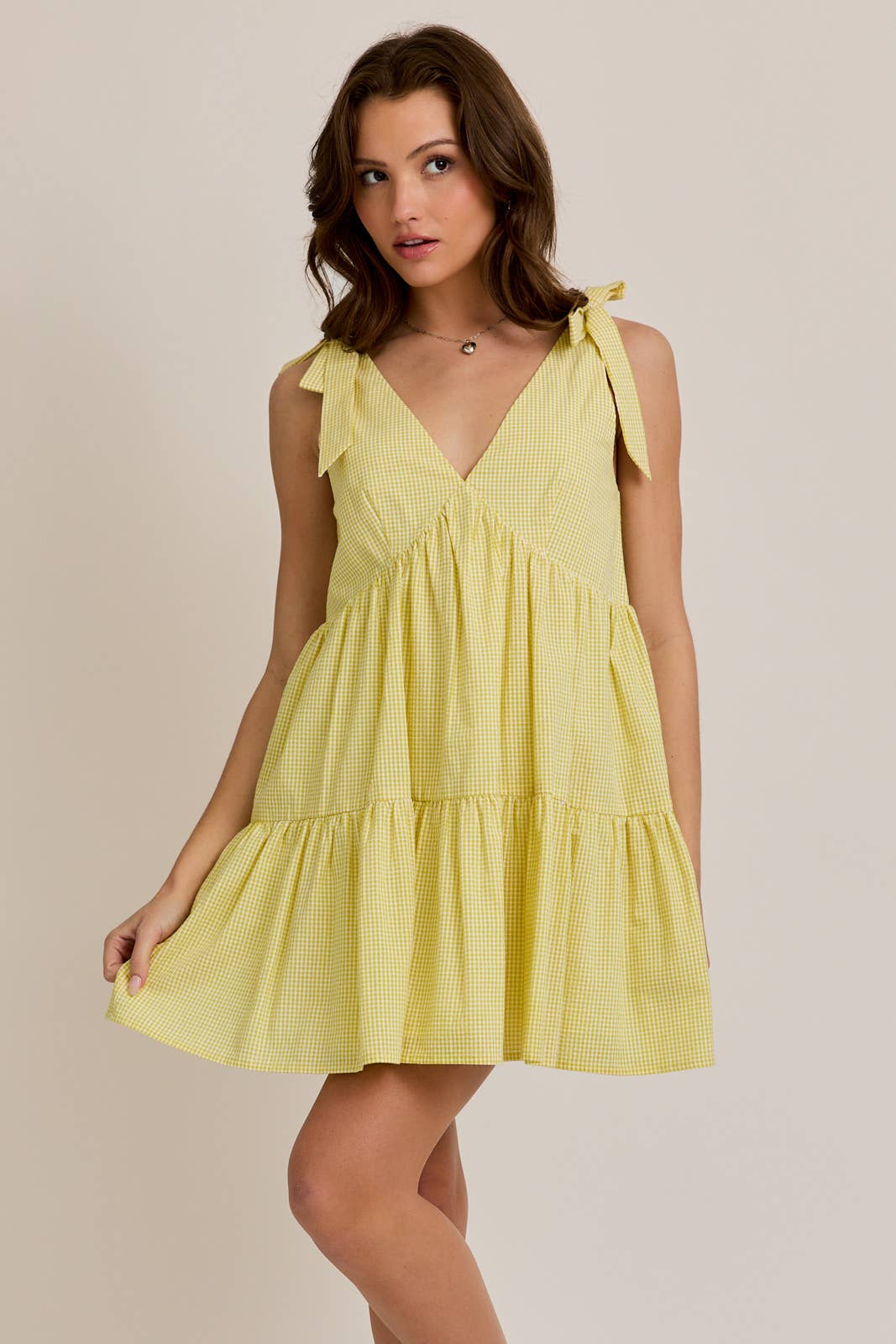 Yellow Gingham Mini Dress