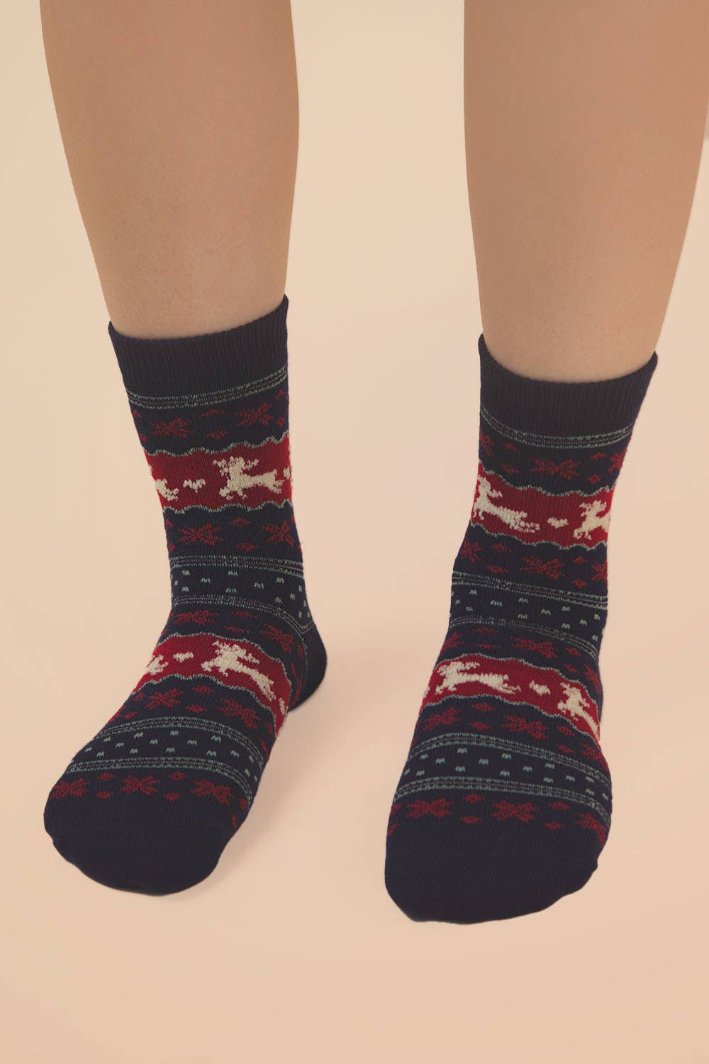 Navy Christmas Crew Socks