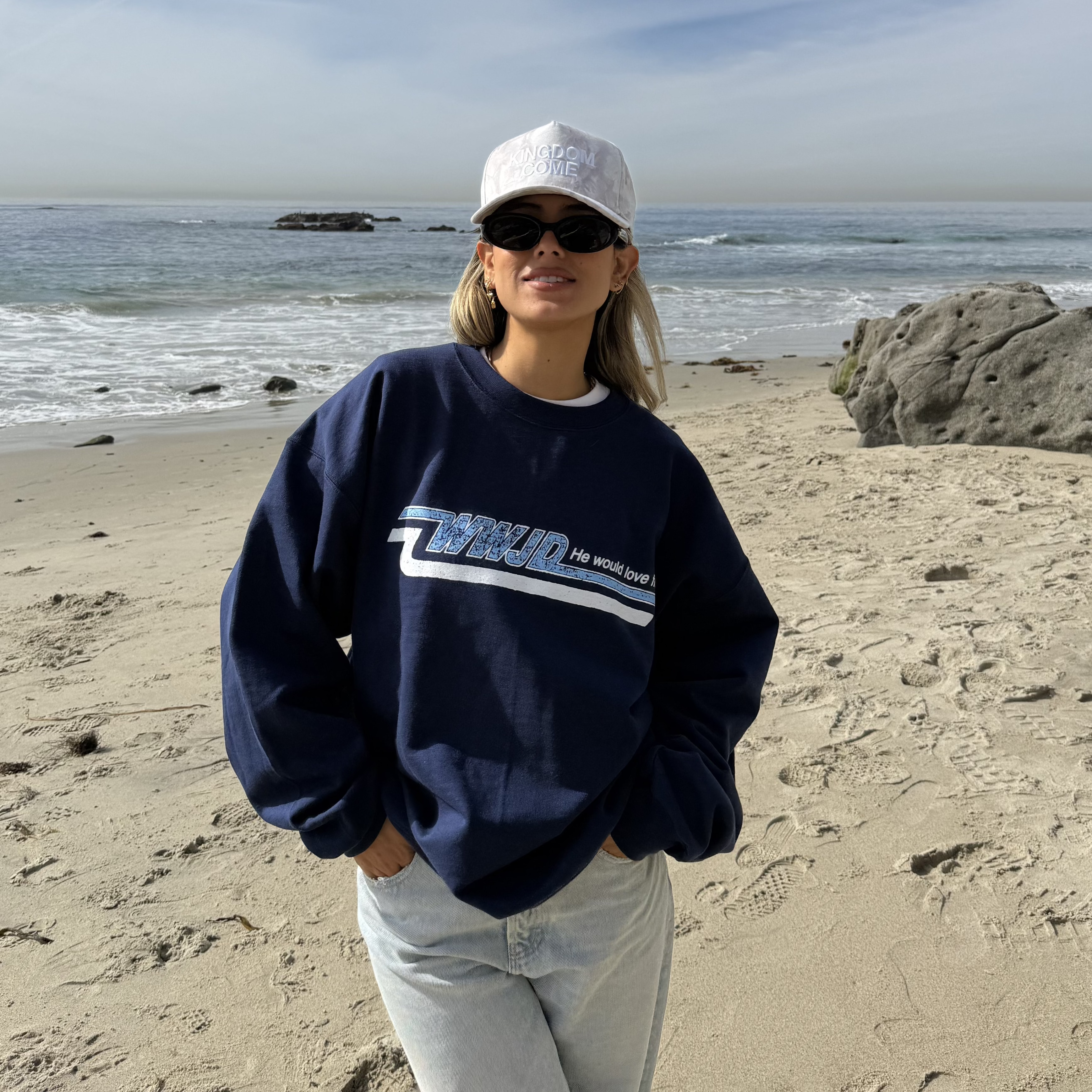 Navy VINTAGE WWJD Skater Crewneck
