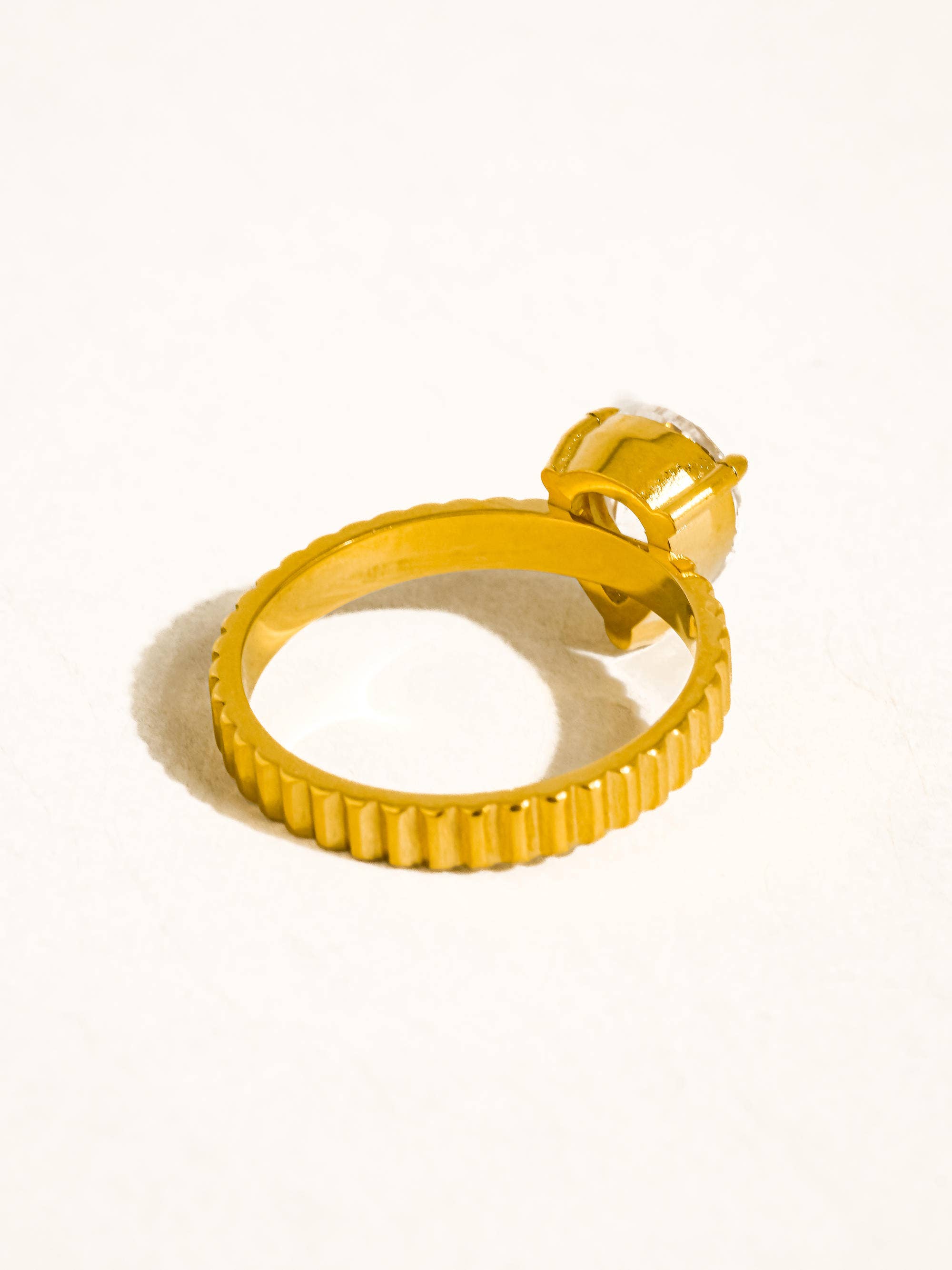 18K Gold Non-Tarnish Pear Stone Ring