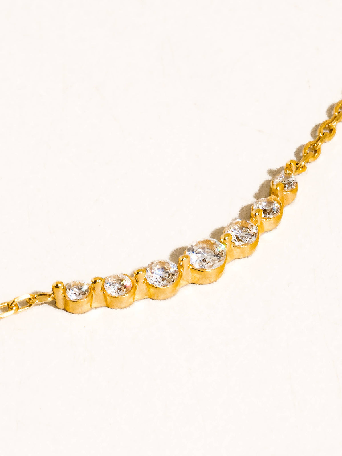 Gold Non-Tarnish Crystal Station Chain Necklace