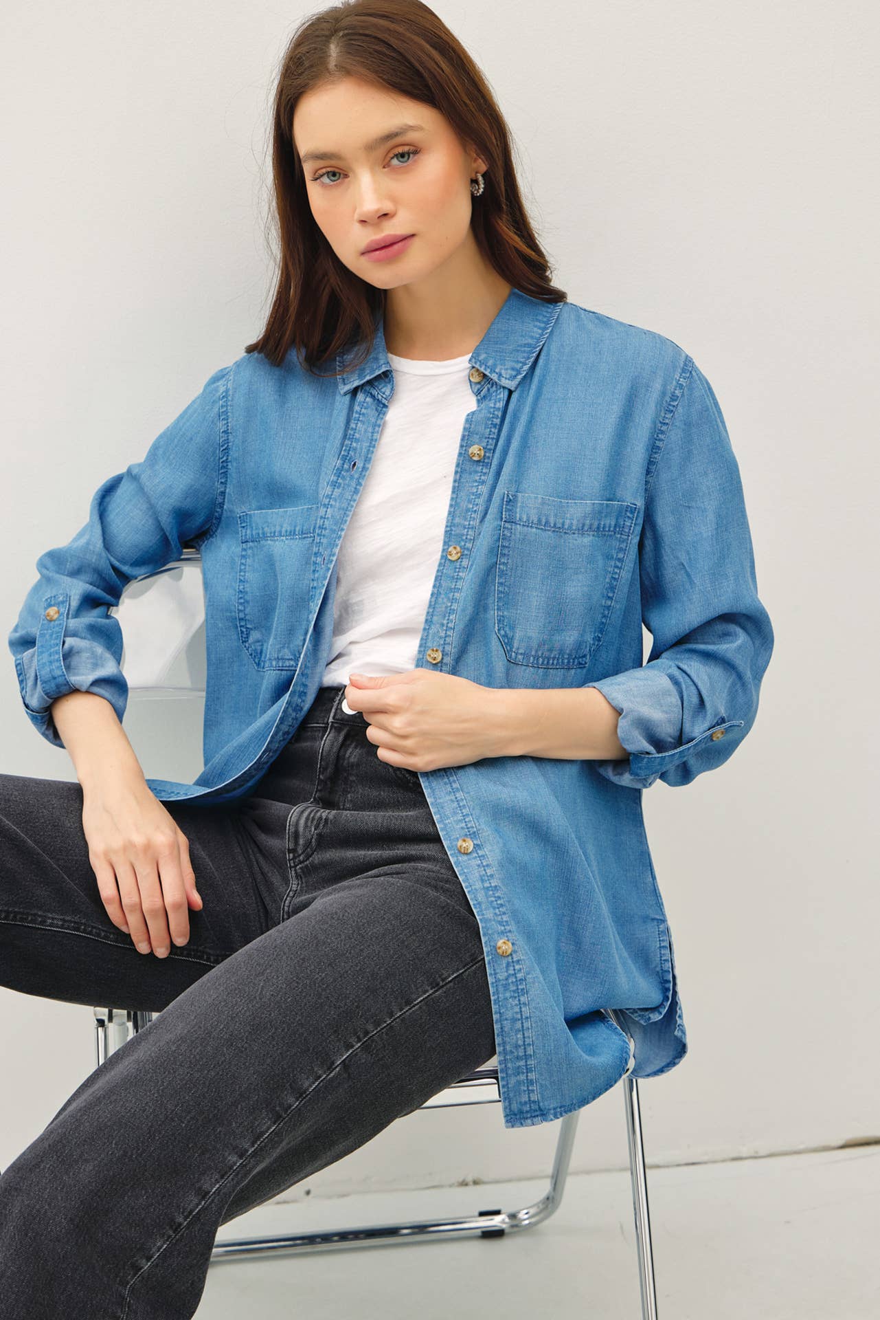 Denim Tencel Oversized Shirt - FINAL SALE