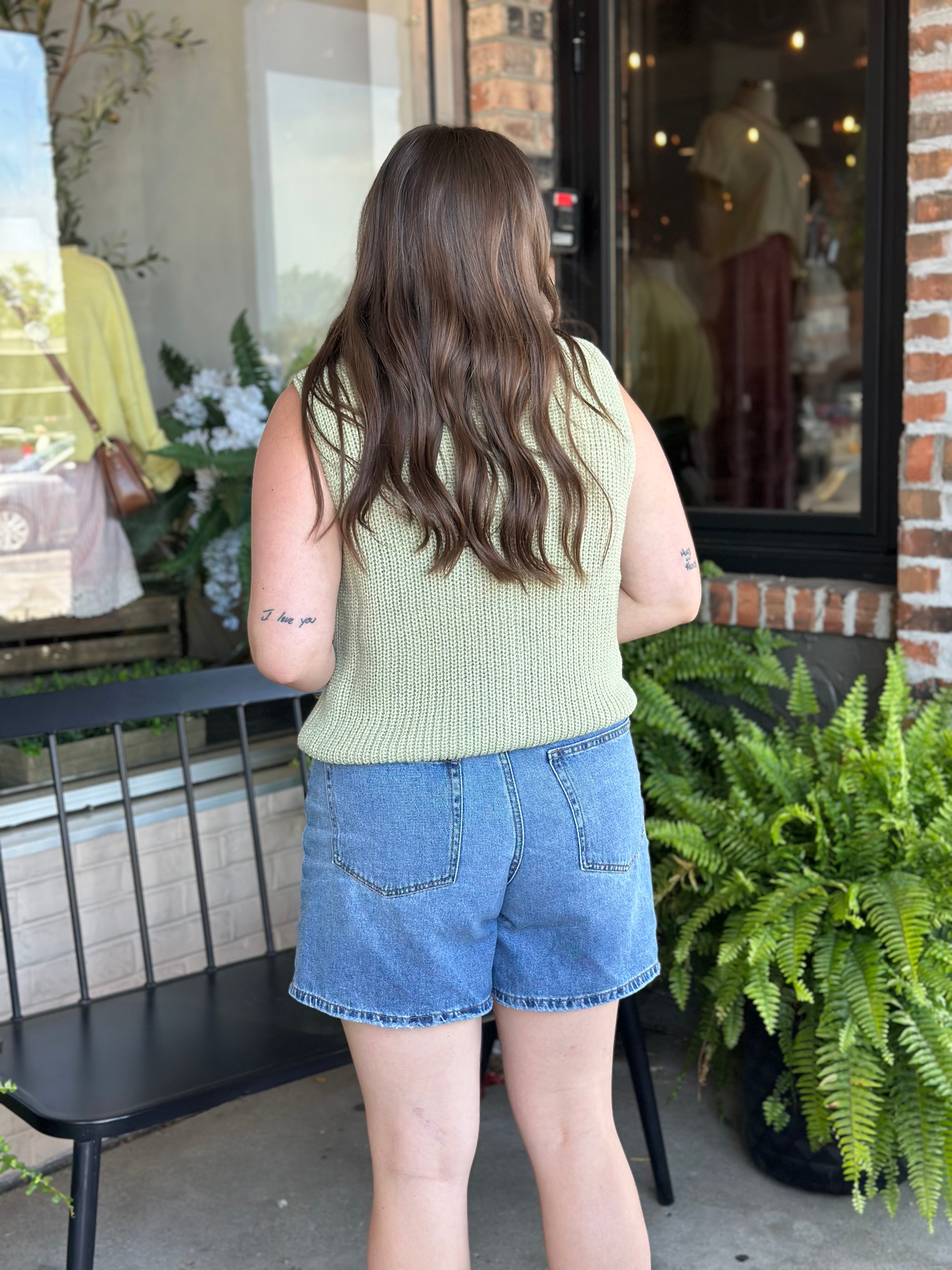 Olive Sleeveless Knit Top