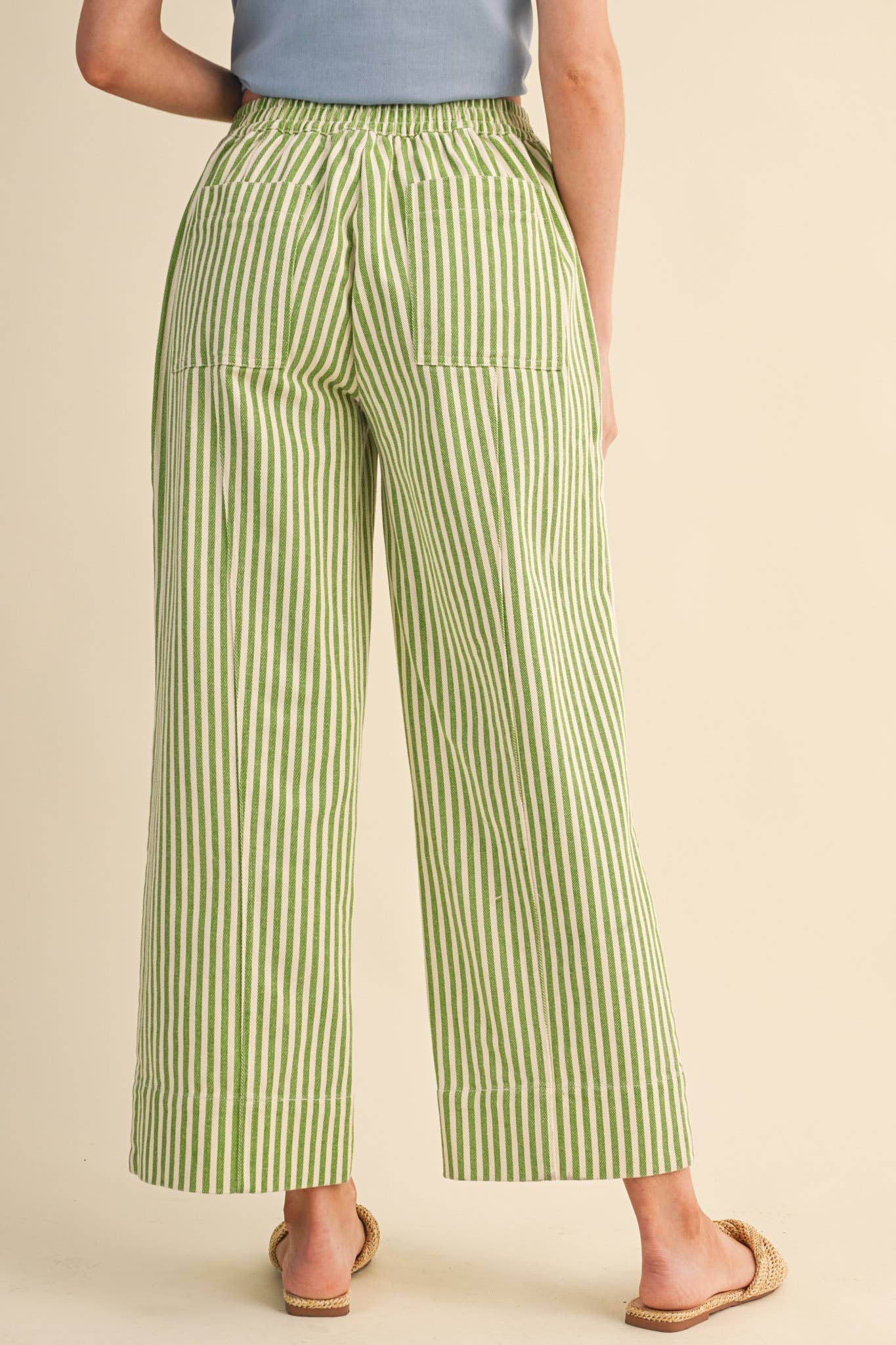 Sage Stripe Wide Leg Pants