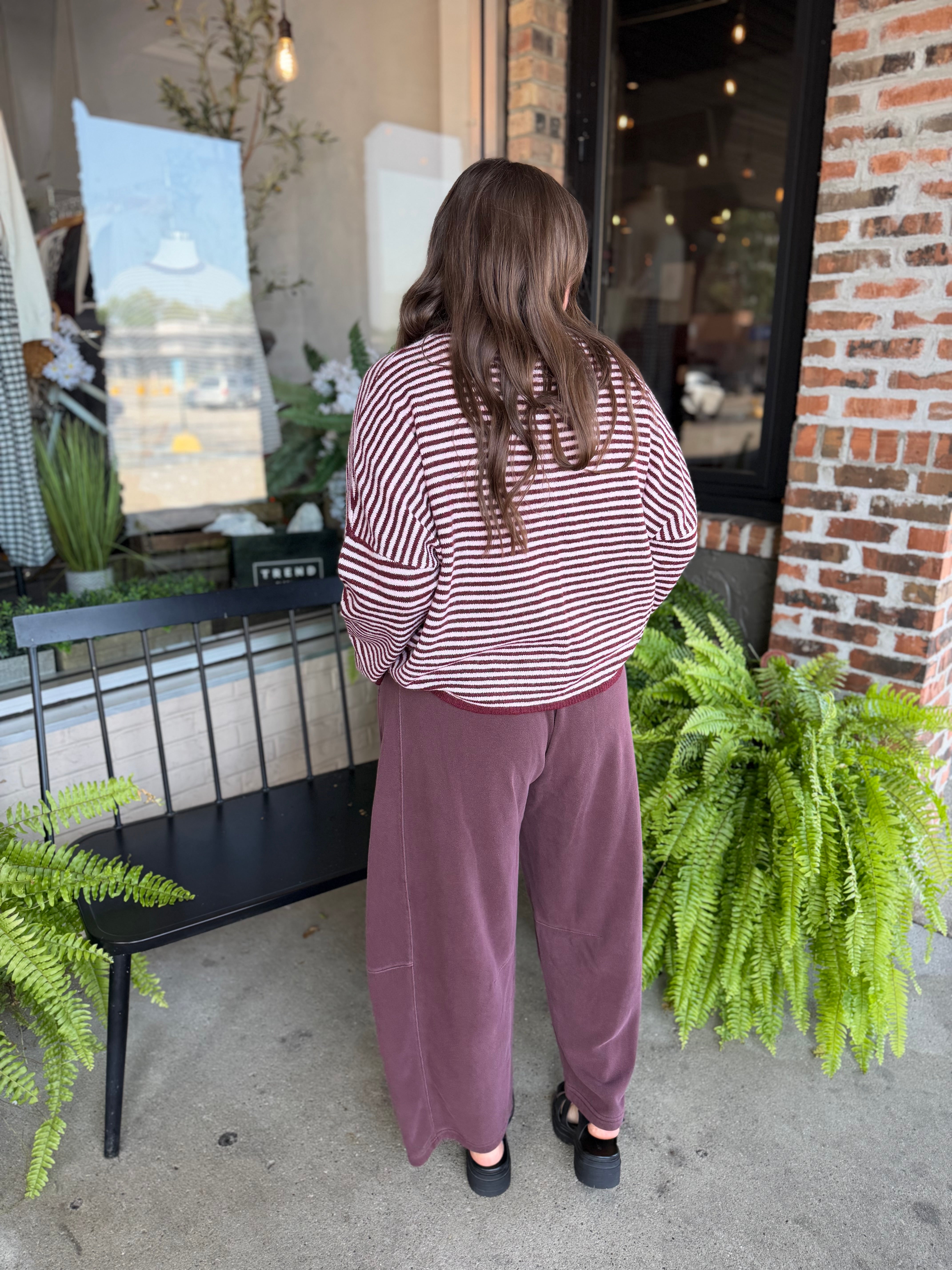 Maroon Barrel Leg Sweatpants