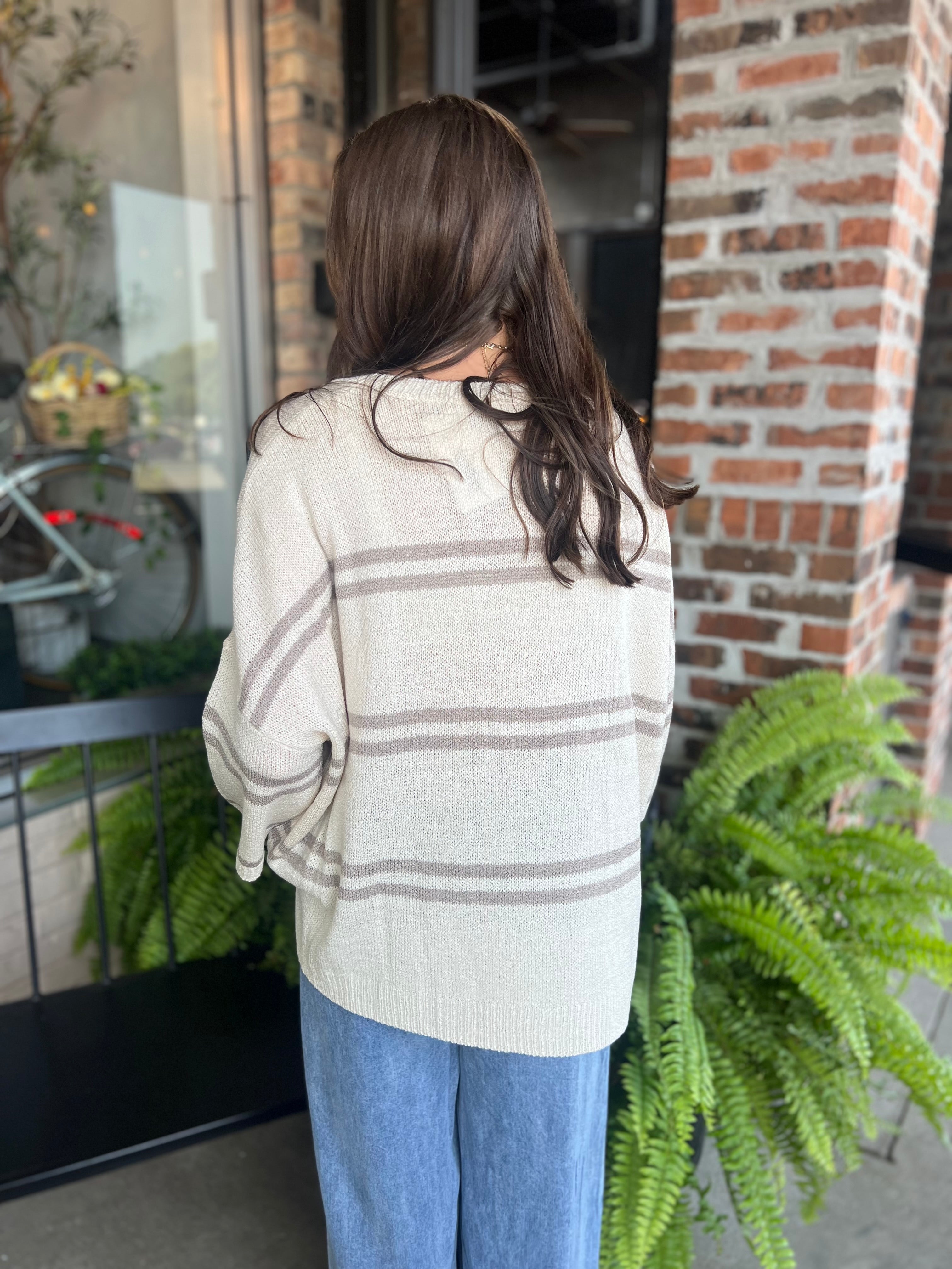 Natural Stripe Drop Shoulder Sweater