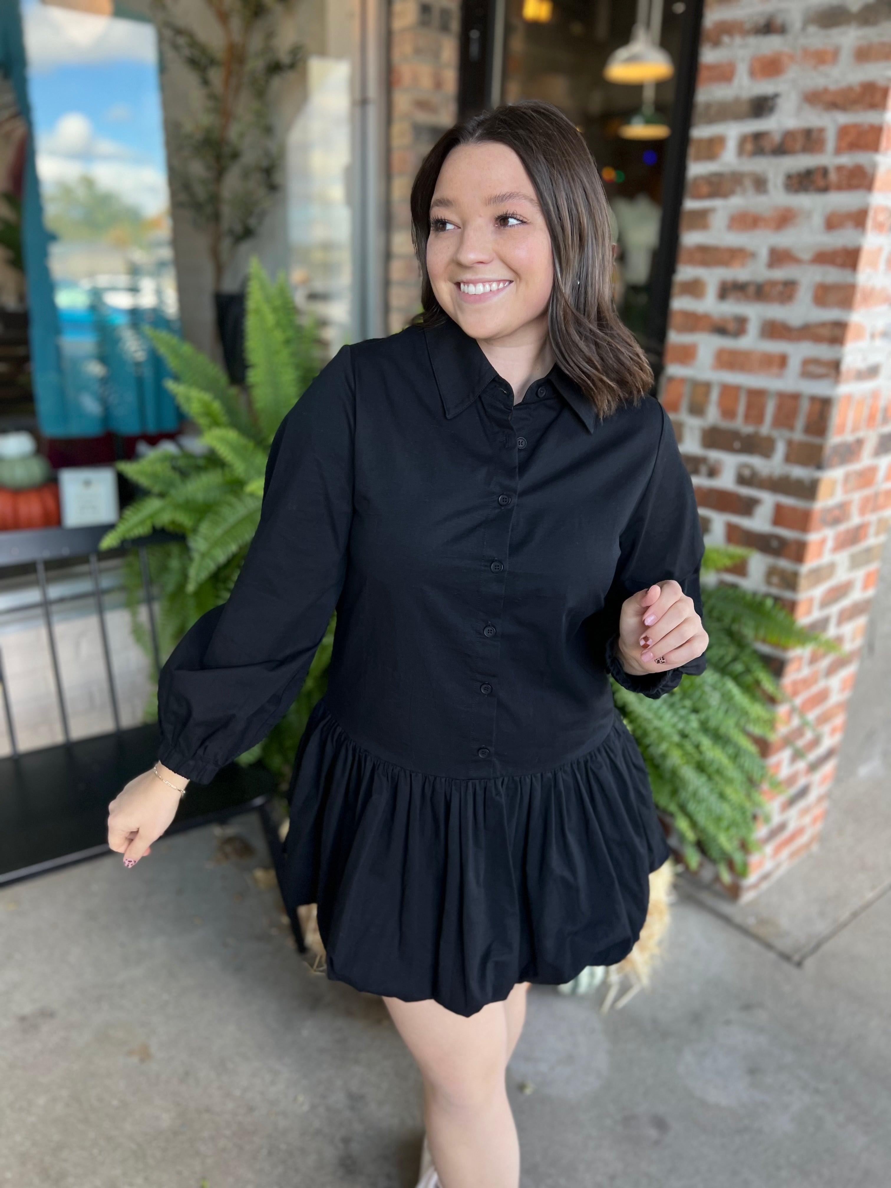Black Bubble Hem Dress