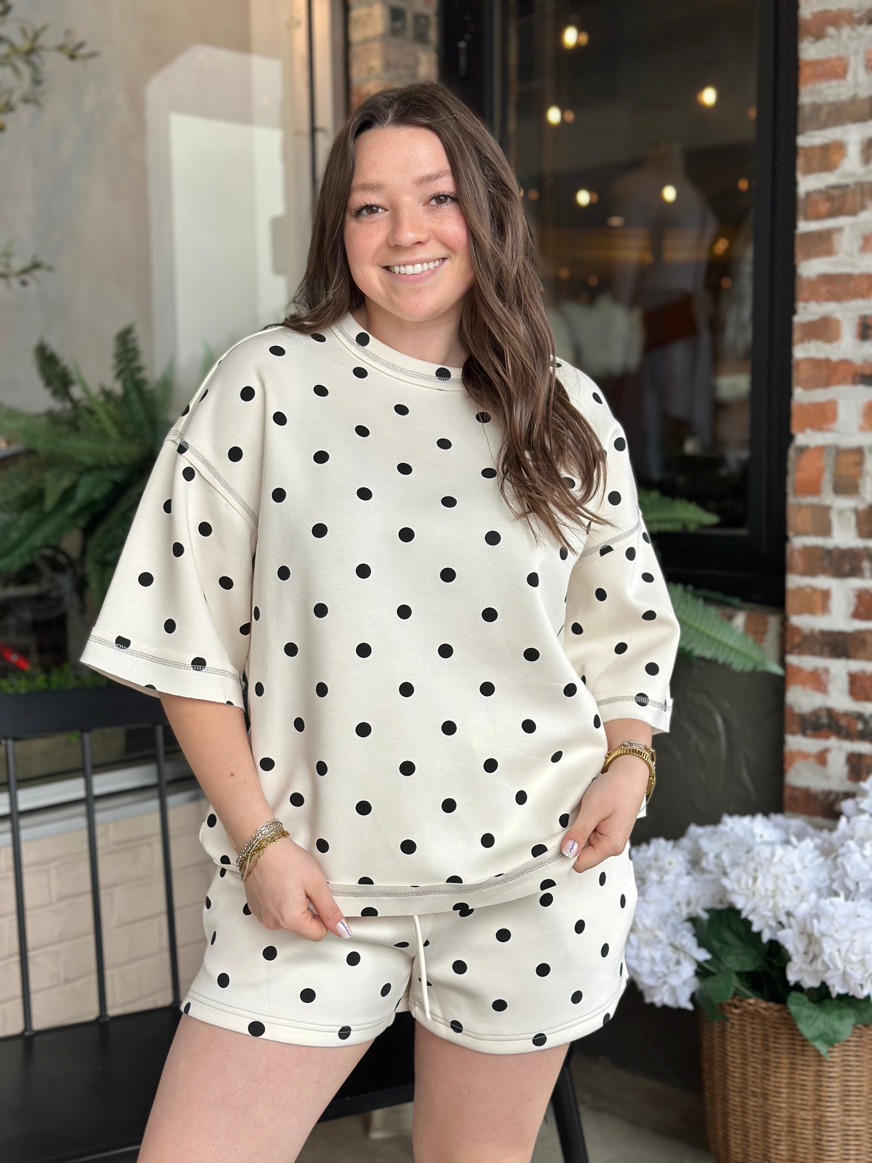 Polka Dot Short Sleeve Top