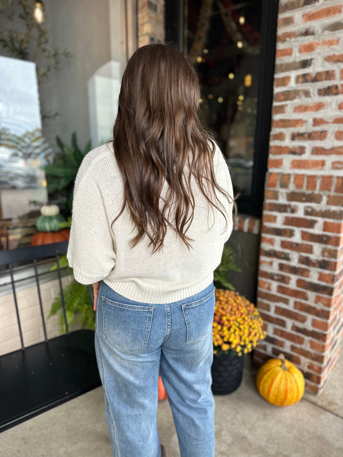 Cream Short Sleeve Sweater Top - FINAL SALE