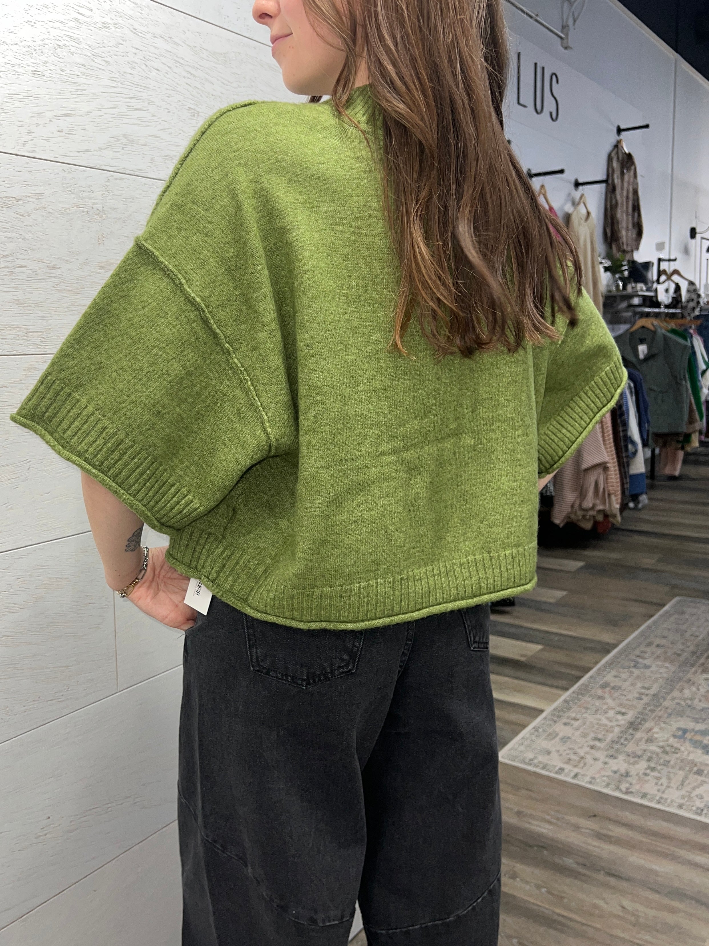 Green Marled Mock Neck Sweater - FINAL SALE