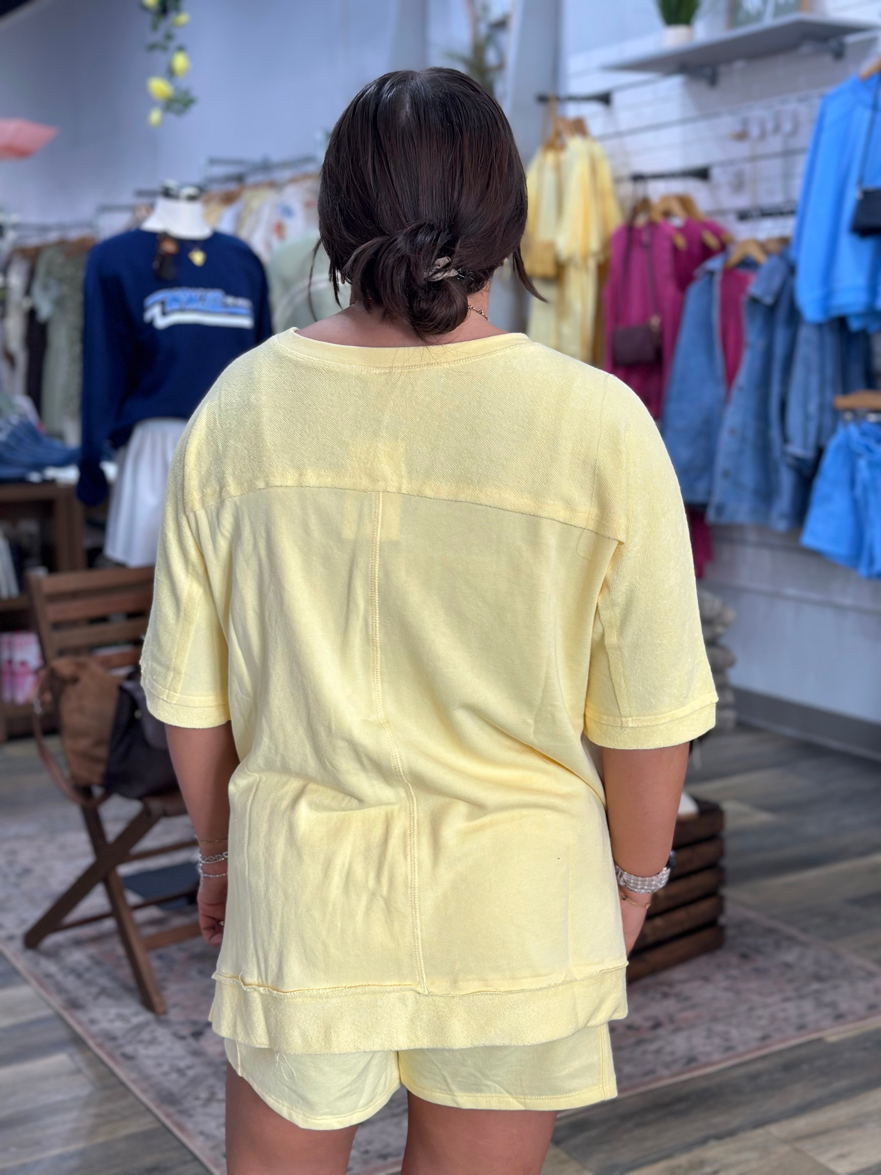 Yellow French Terry Lounge Shorts