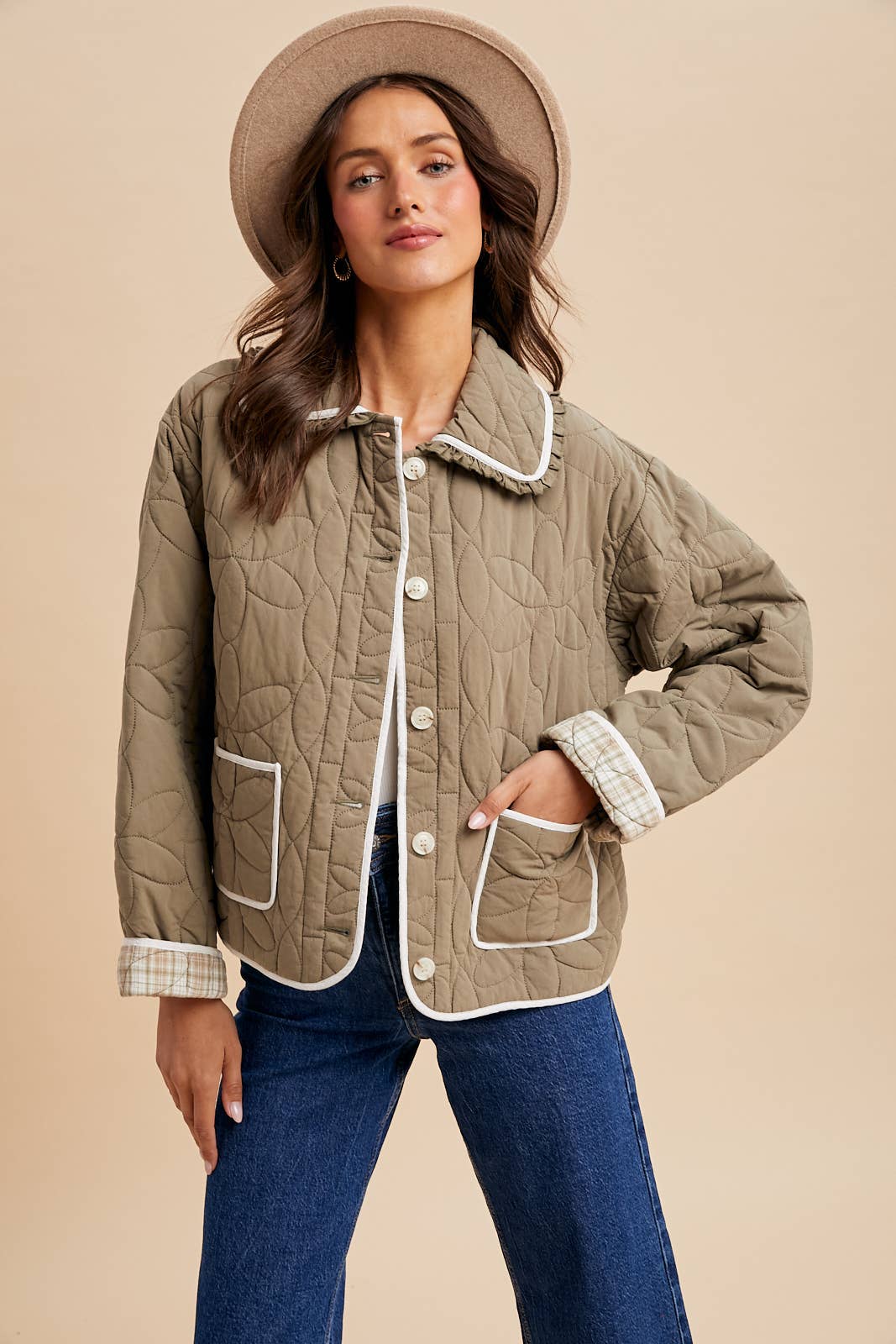 FLORAL QUILTED COLLARED JACKET - FINAL SALE